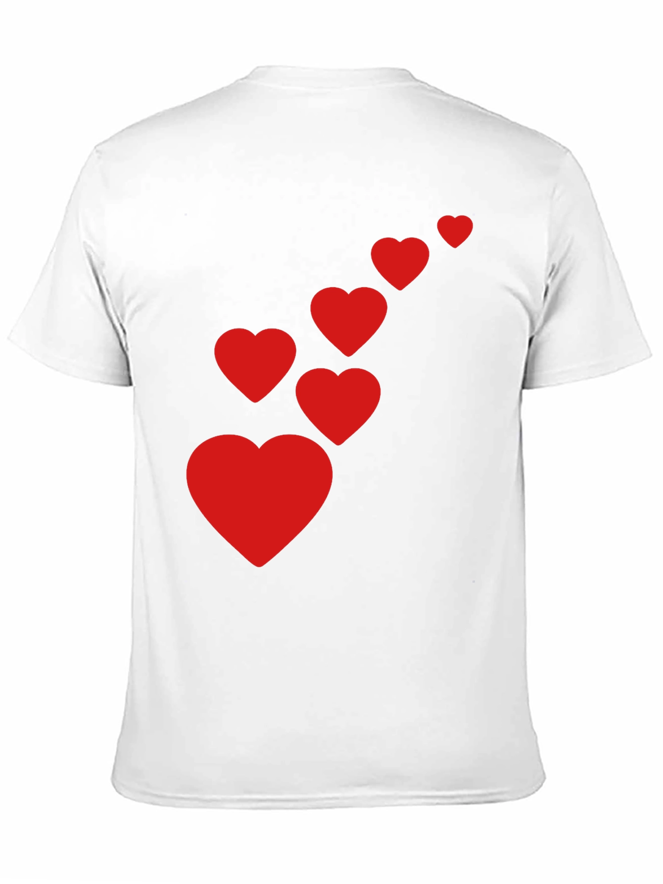 Black Men's Black T-Shirt with Red Heart Cascade view 11