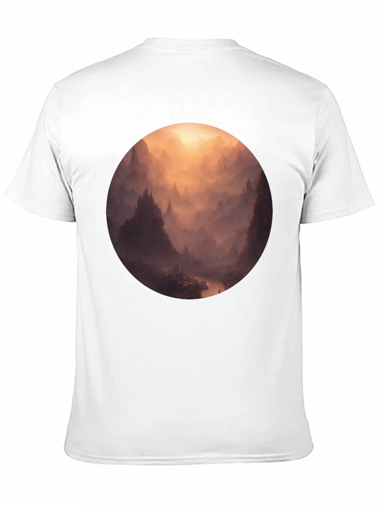 Black Mystical Mountain Vista Graphic Tee - Soft Black Cotton view 11