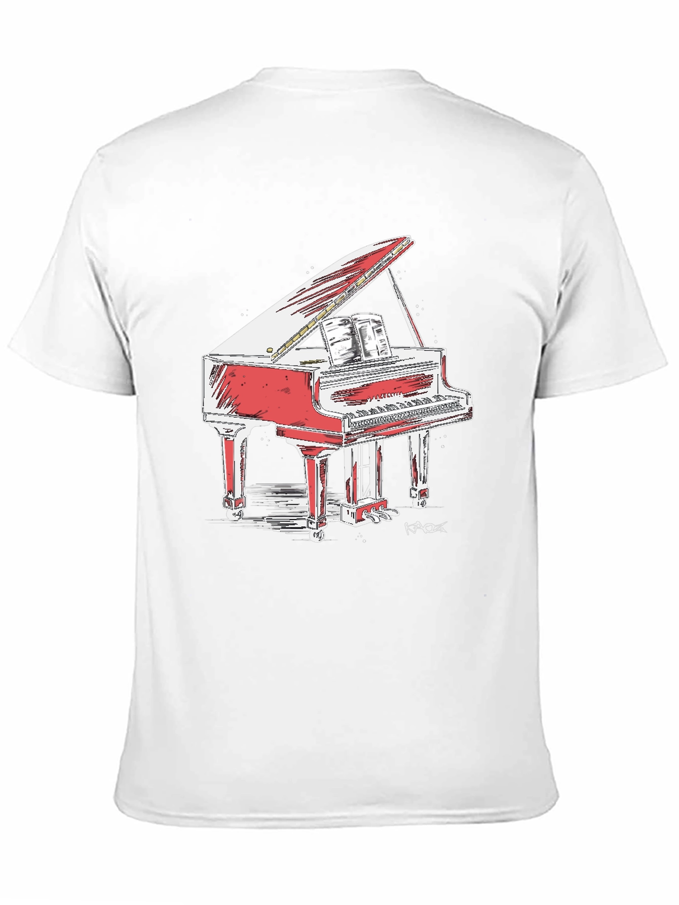 Red Grand Piano Graphic Tee - Stylish Music Lover Shirt - 11
