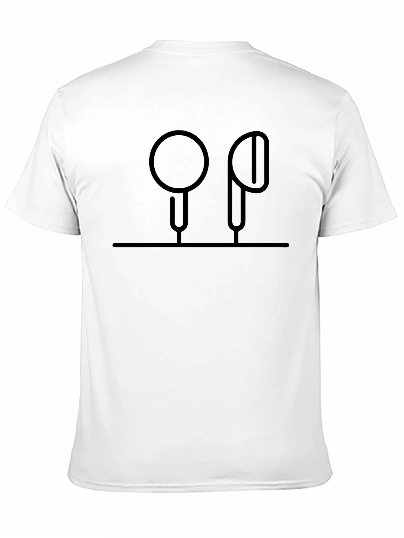 Black Minimalist Earbud Graphic Tee - Black Cotton Blend view 11