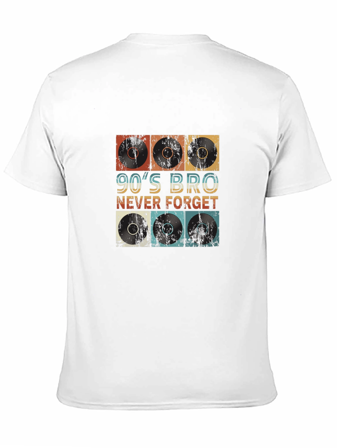 Black 90's Bro Never Forget Vinyl Record T-Shirt view 11