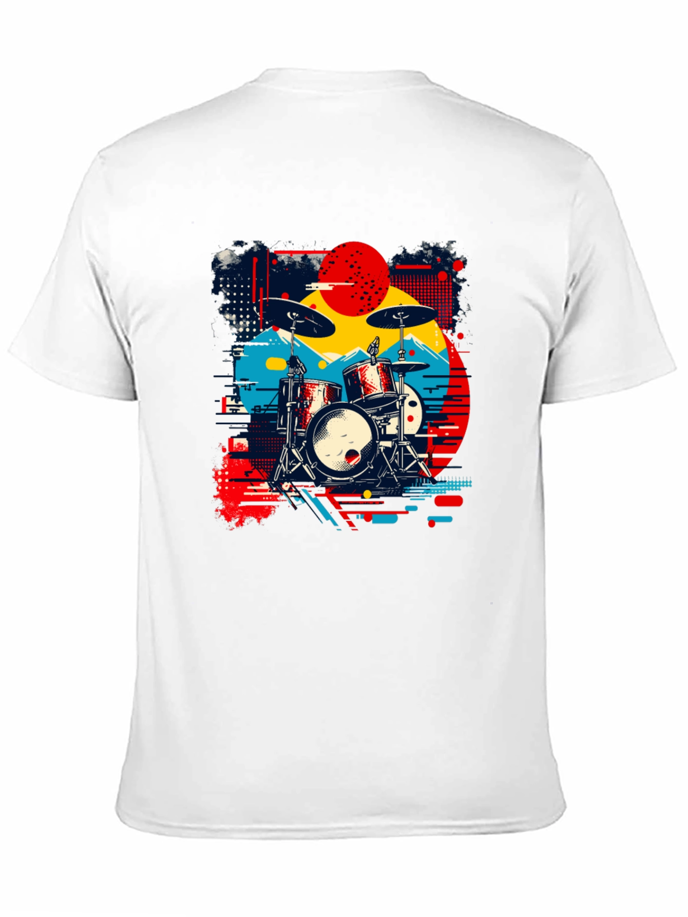 Black Retro Drum Kit Graphic Tee view 11