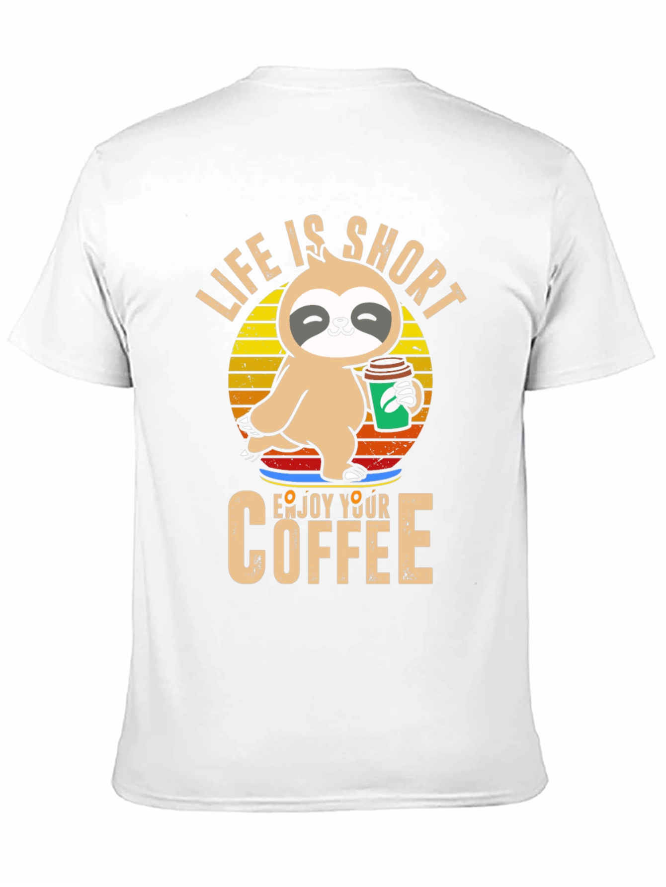Black Life is Short Sloth Coffee T-Shirt view 11
