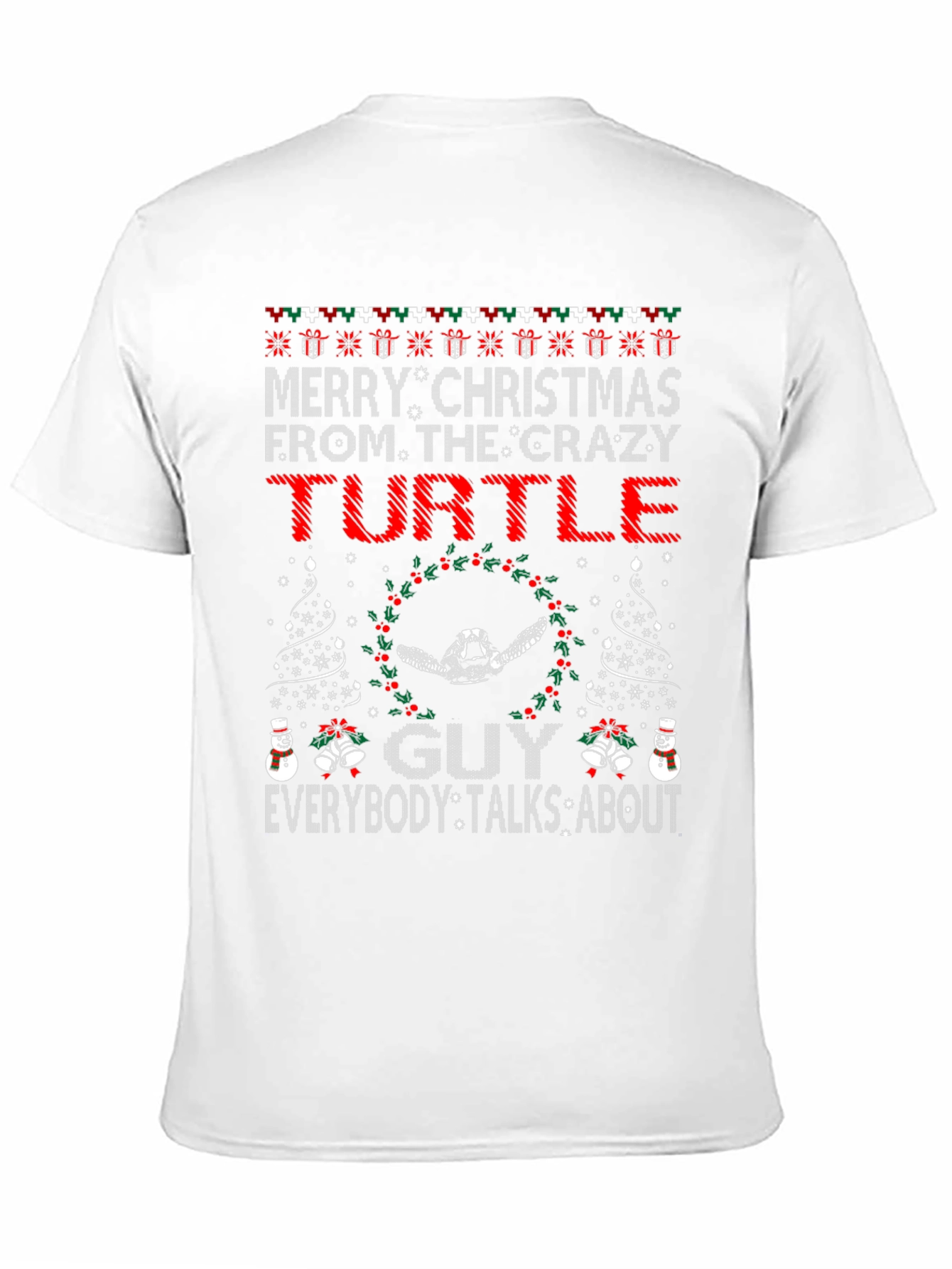 Black Crazy Turtle Guy Christmas T-Shirt view 11