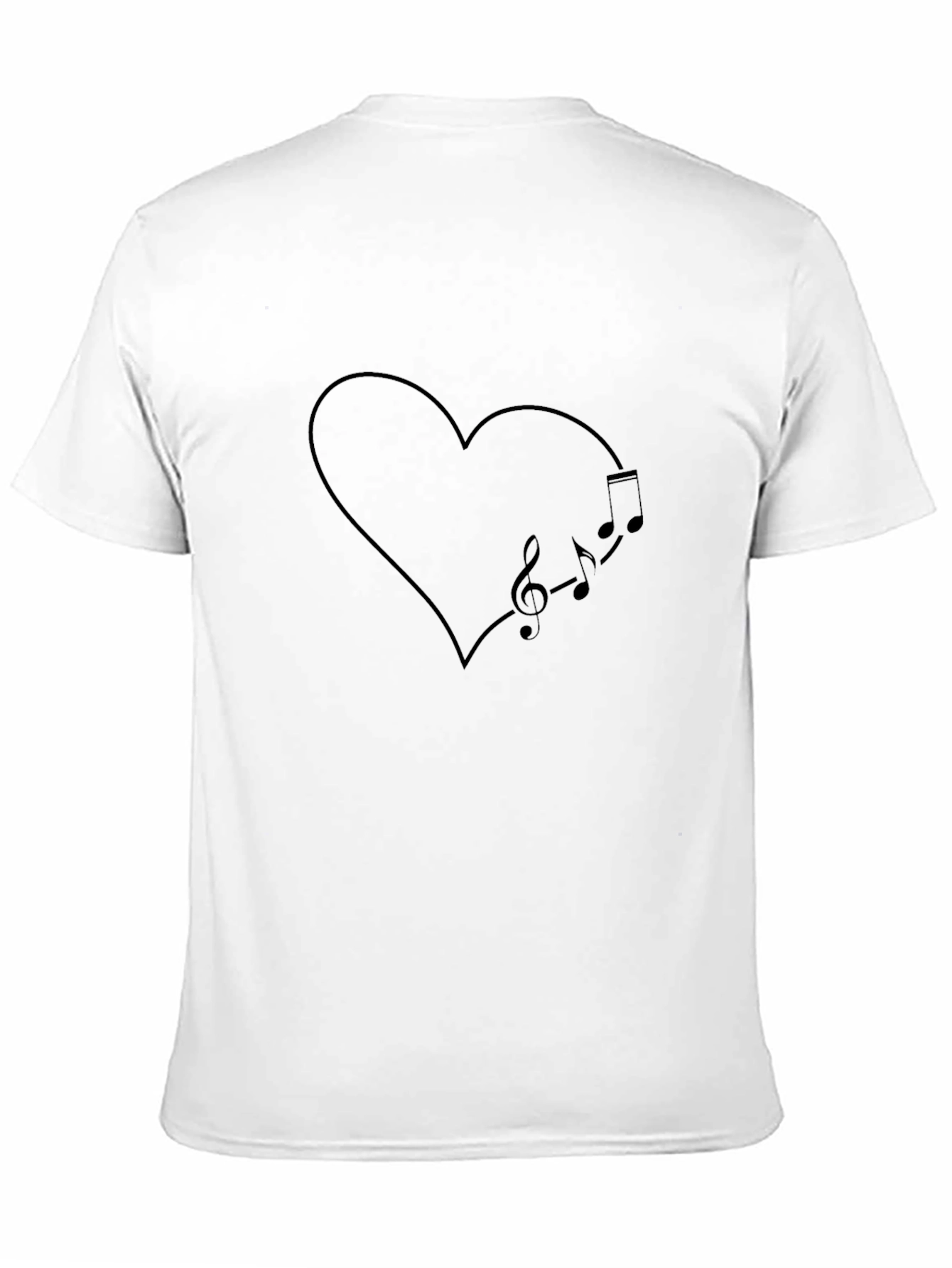Black Heart Music Notes Graphic Tee - Unisex Black T-Shirt view 11