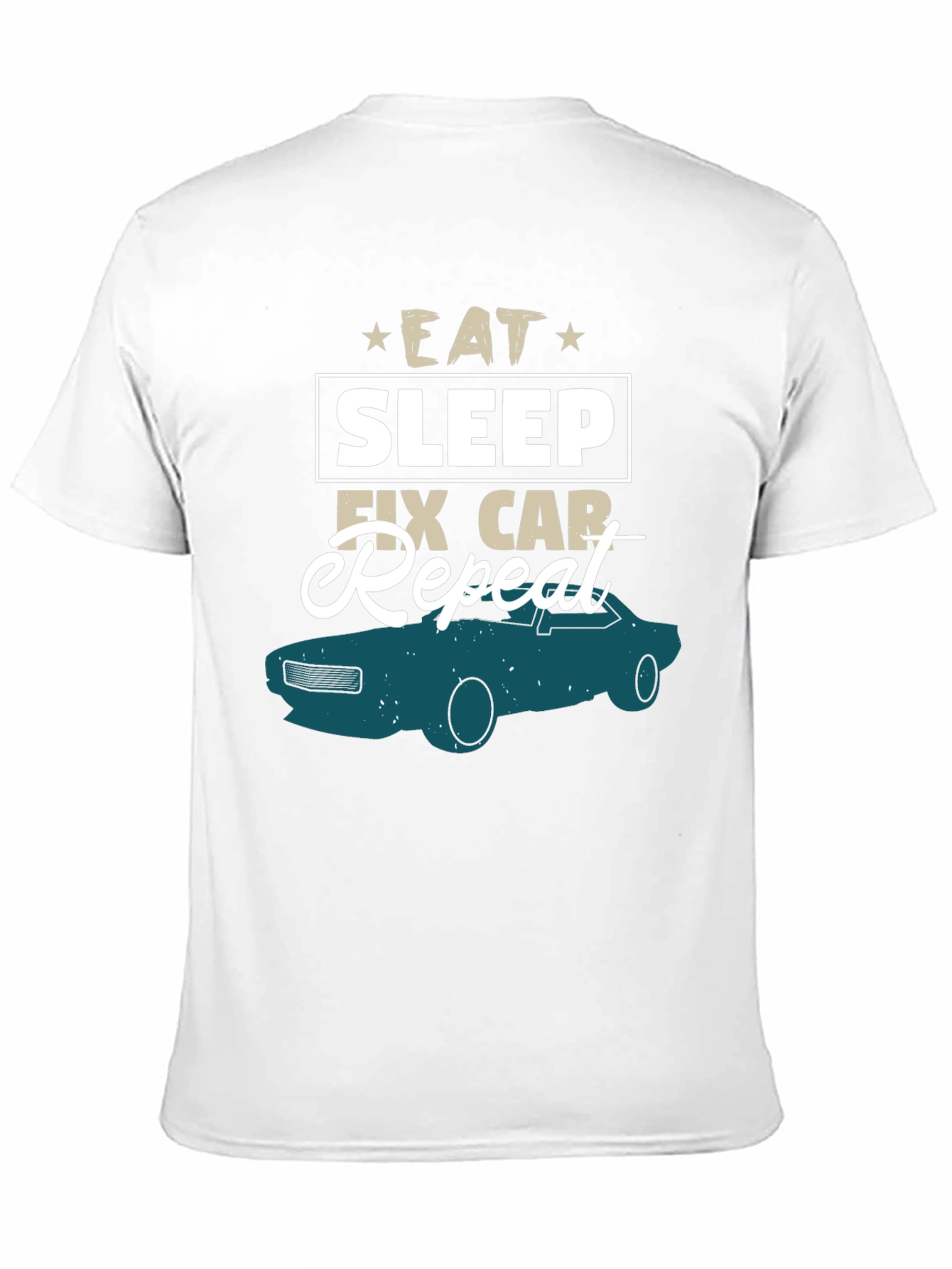 Black Eat Sleep Fix Car Repeat Graphic Tee view 11