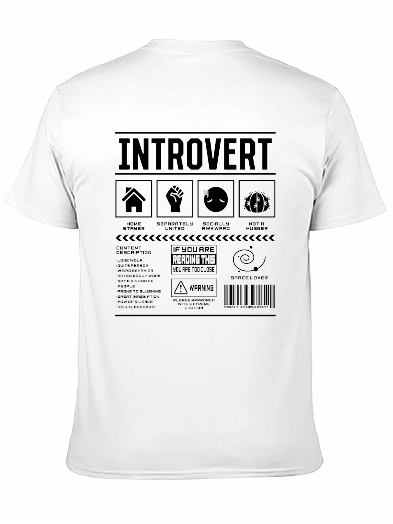 Black Introvert T-Shirt - Funny Sarcastic Graphic Tee view 11