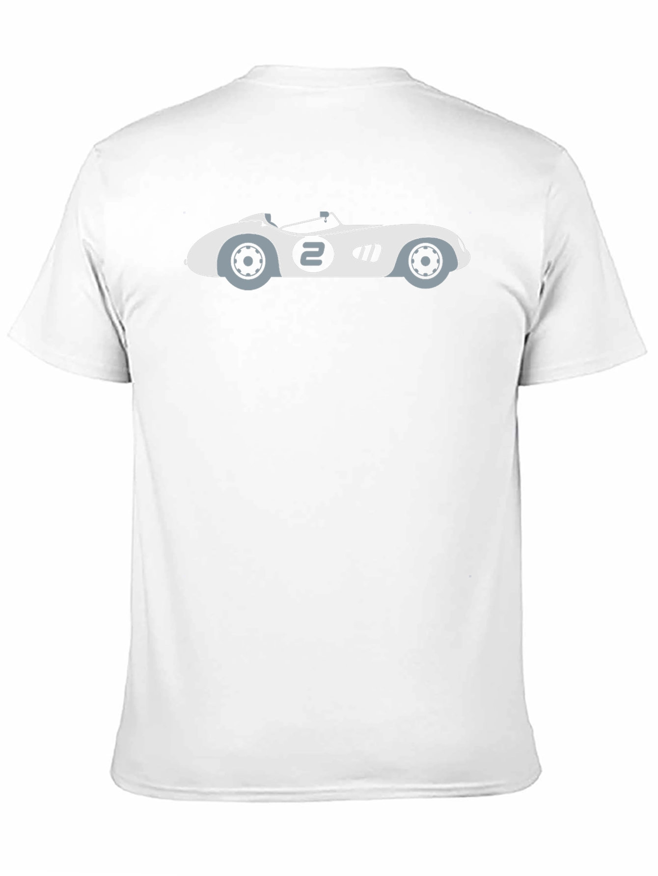 Black Men's Black T-Shirt with Cartoon Race Car Graphic view 11