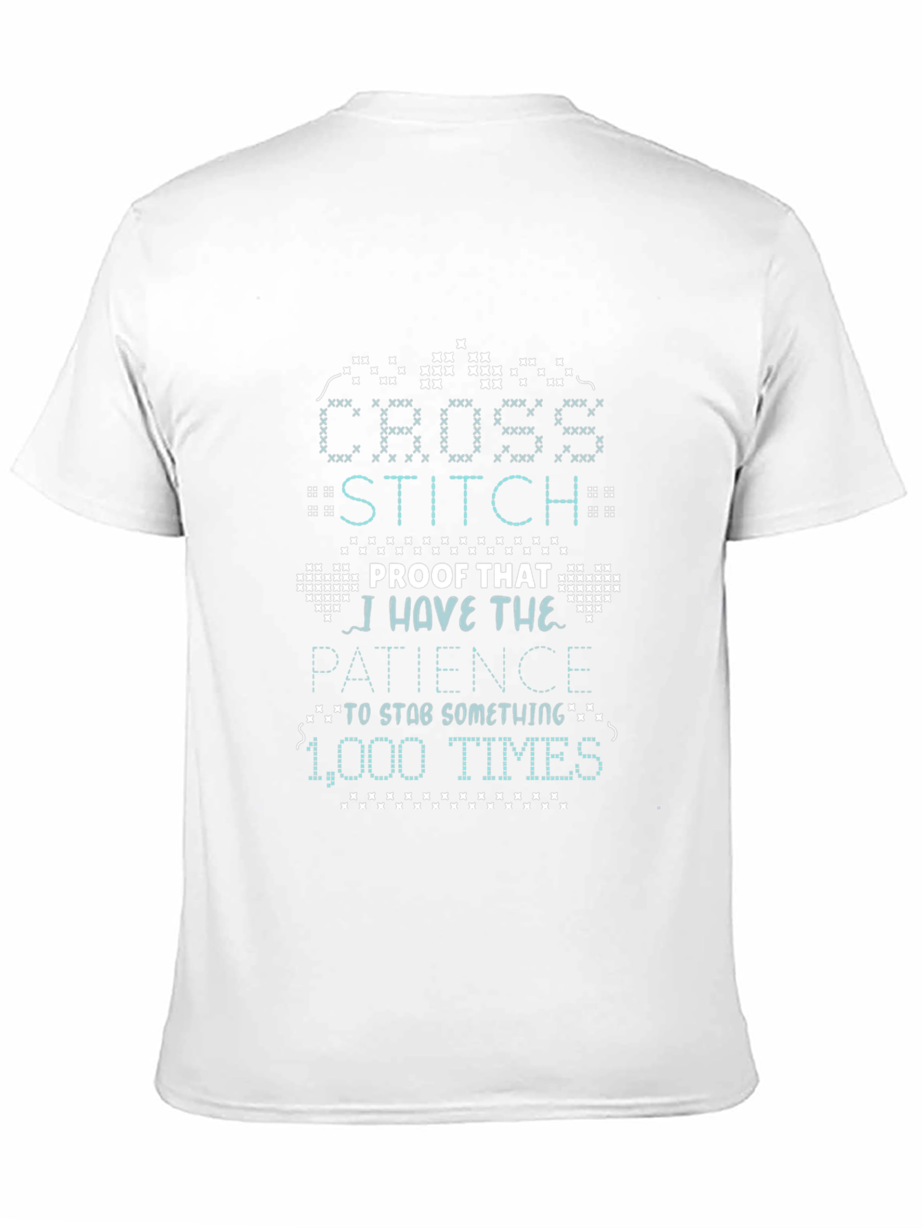 Black Cross Stitch Patience Funny Graphic T-Shirt view 11