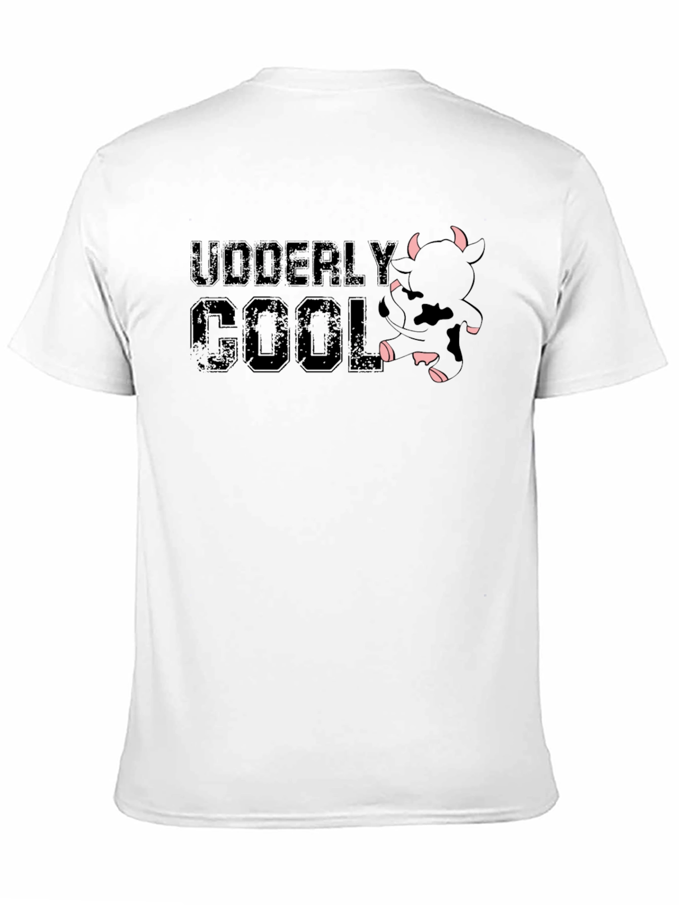 Black Udderly Cool Black T-Shirt - Novelty Cow Design view 11