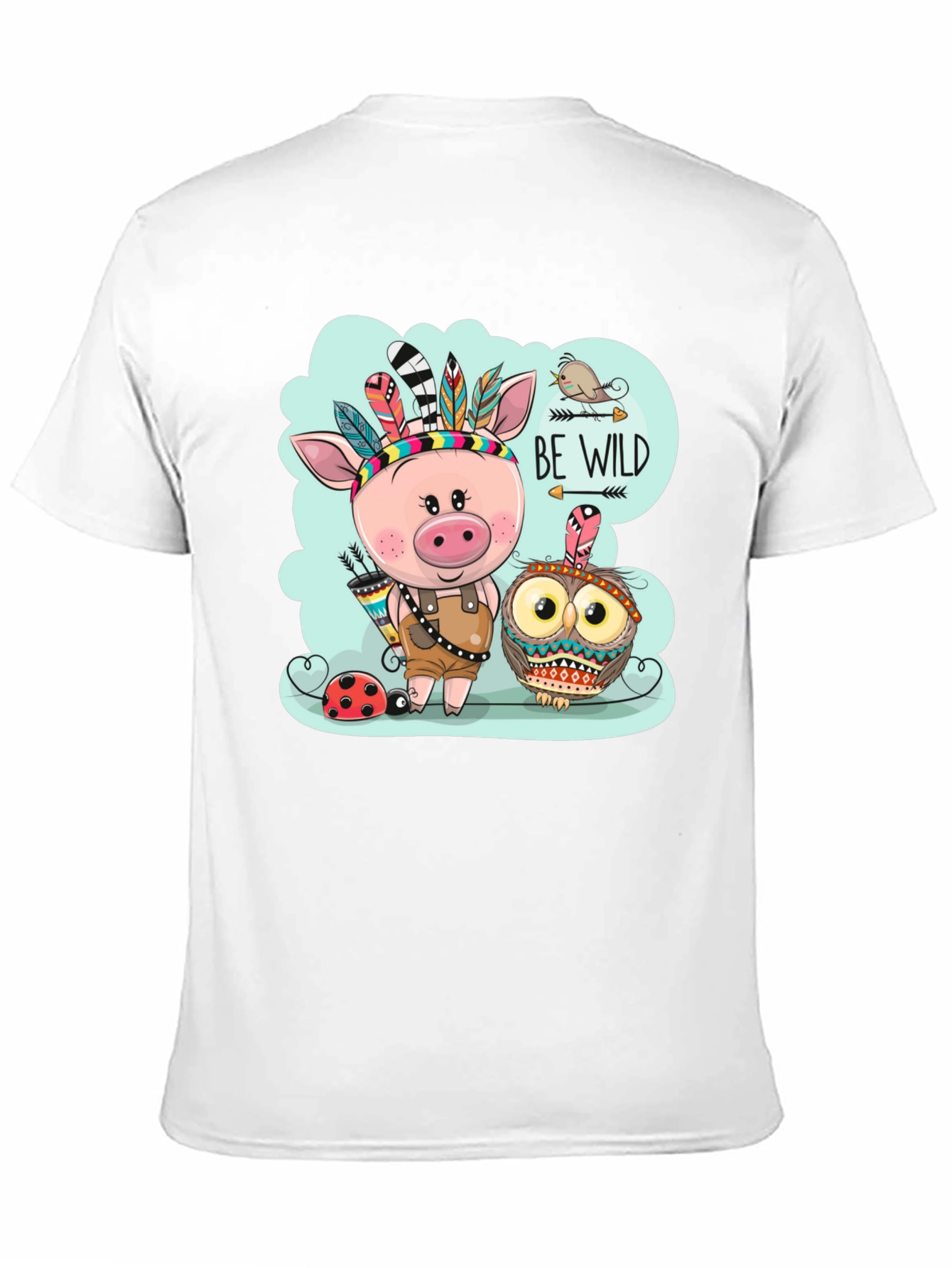Black Be Wild T-Shirt - Pig & Owl Graphic Tee view 11