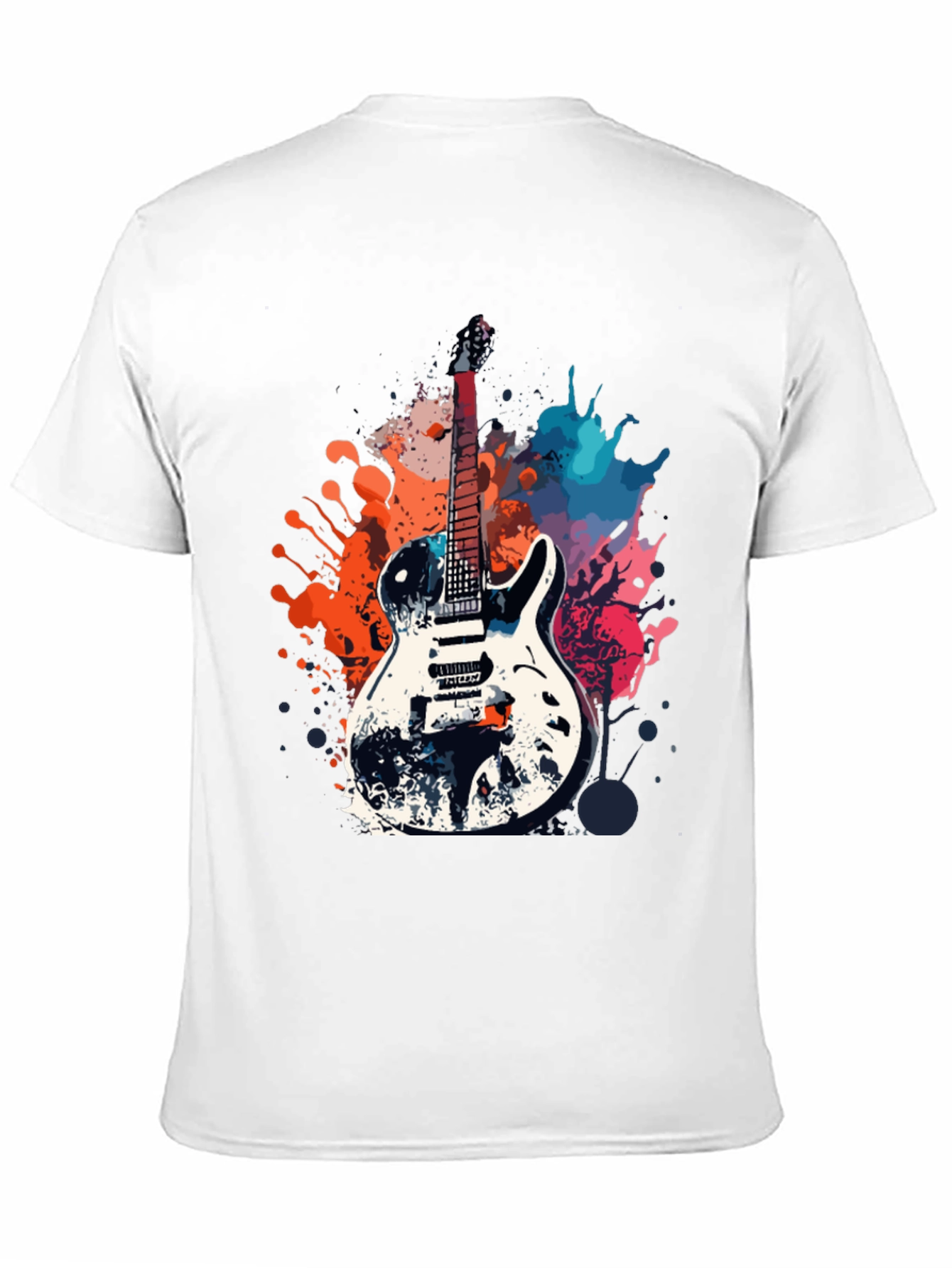 Black Guitar Splash Graphic T-Shirt - Rock Style Tee view 11