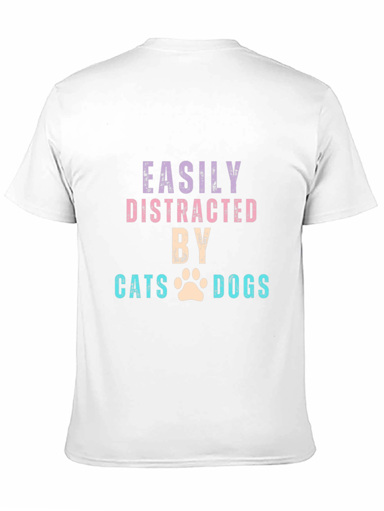 Black Easily Distracted by Cats & Dogs T-Shirt view 11