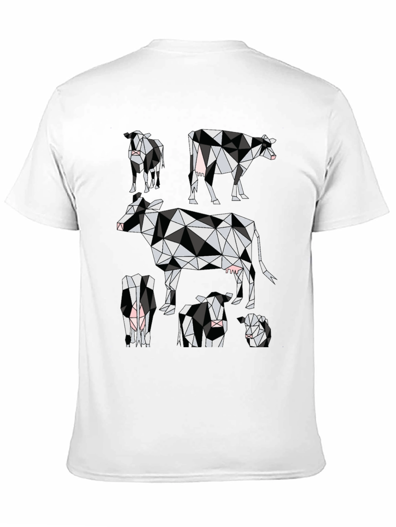 Black Geometric Cow Print Black T-Shirt view 11