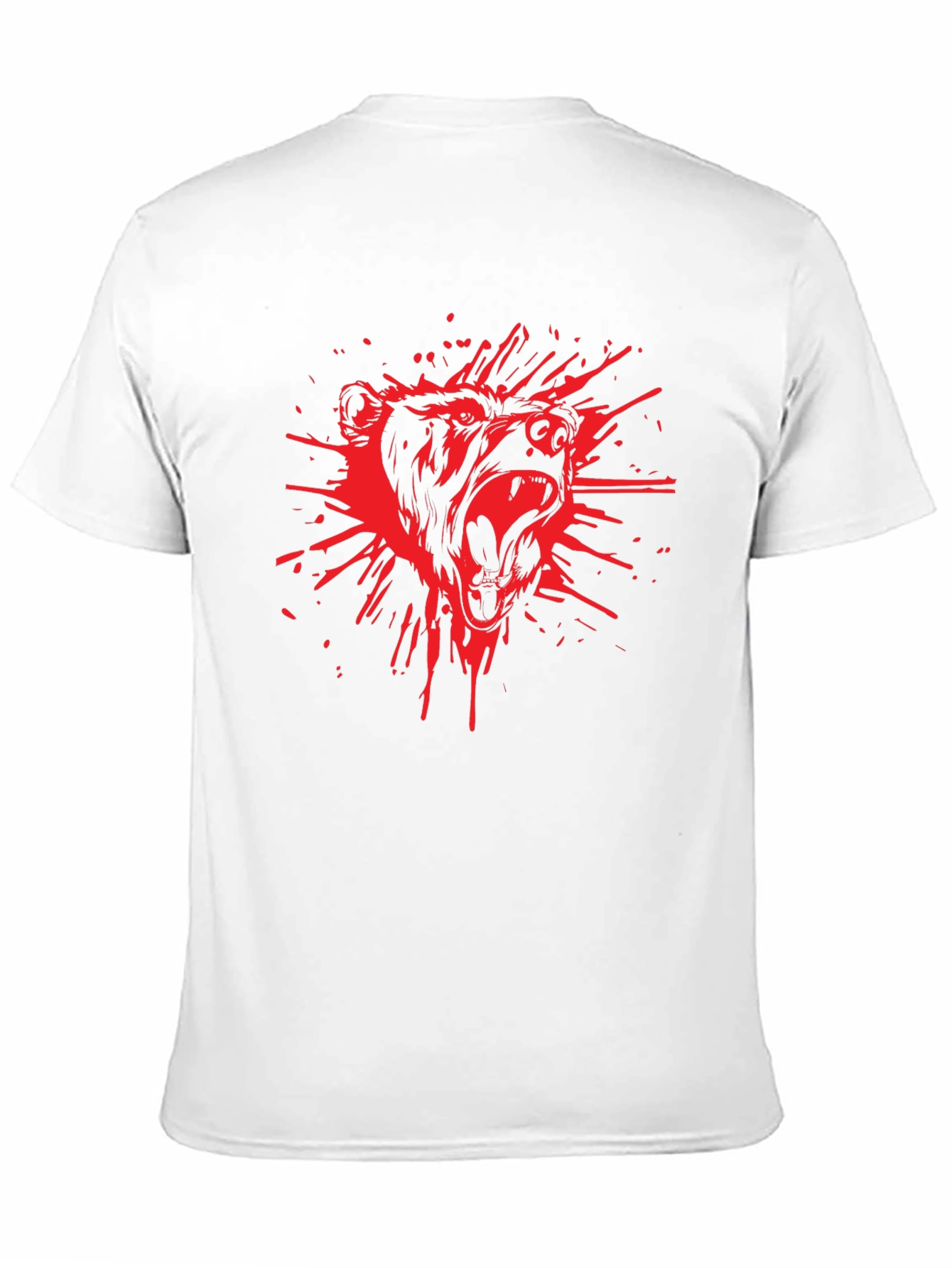 Black Men's Black T-Shirt with Red Bear Graphic view 11