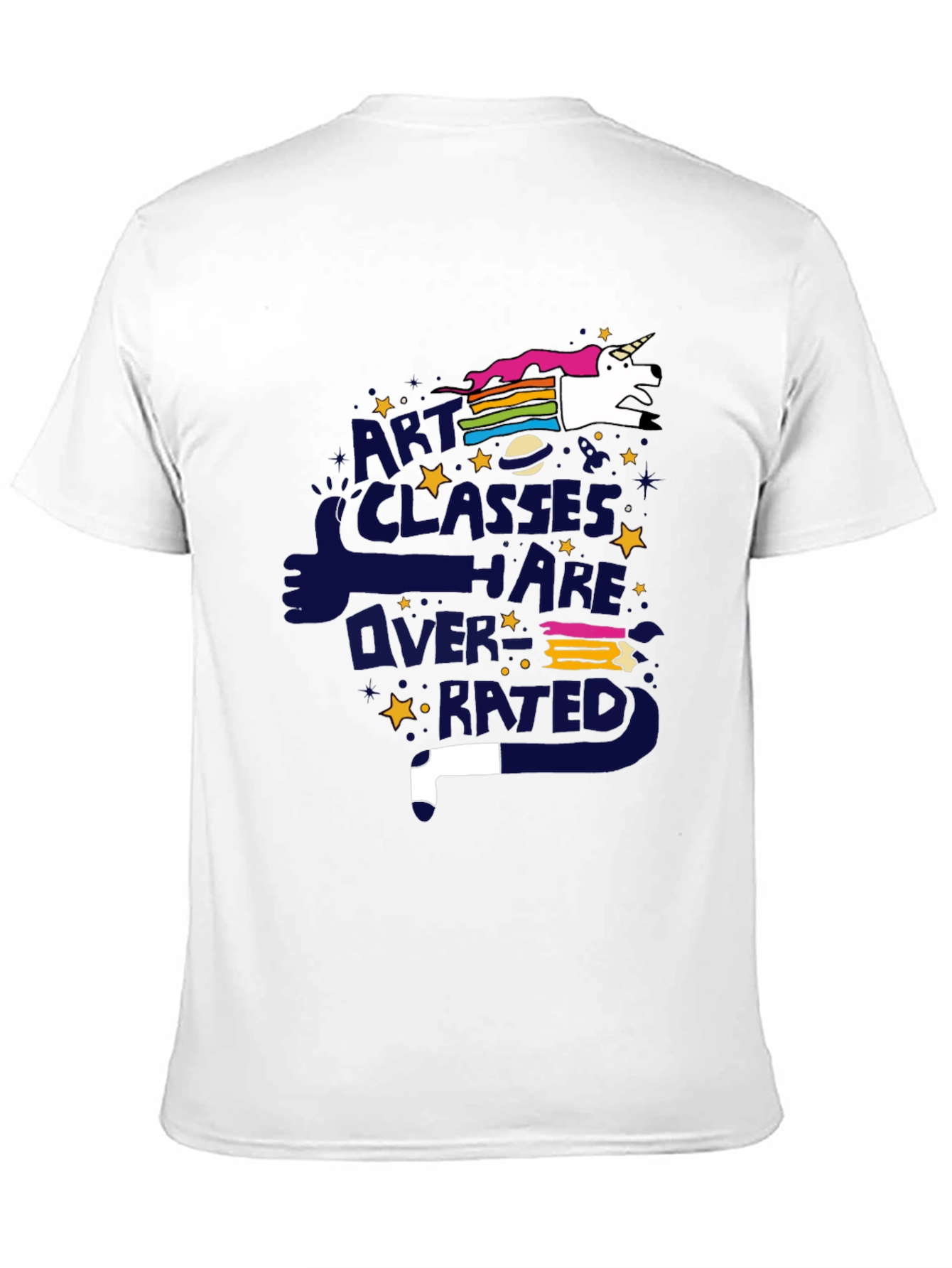 Black Art Classes Unicorn T-Shirt - Overrated Graphic Tee view 11