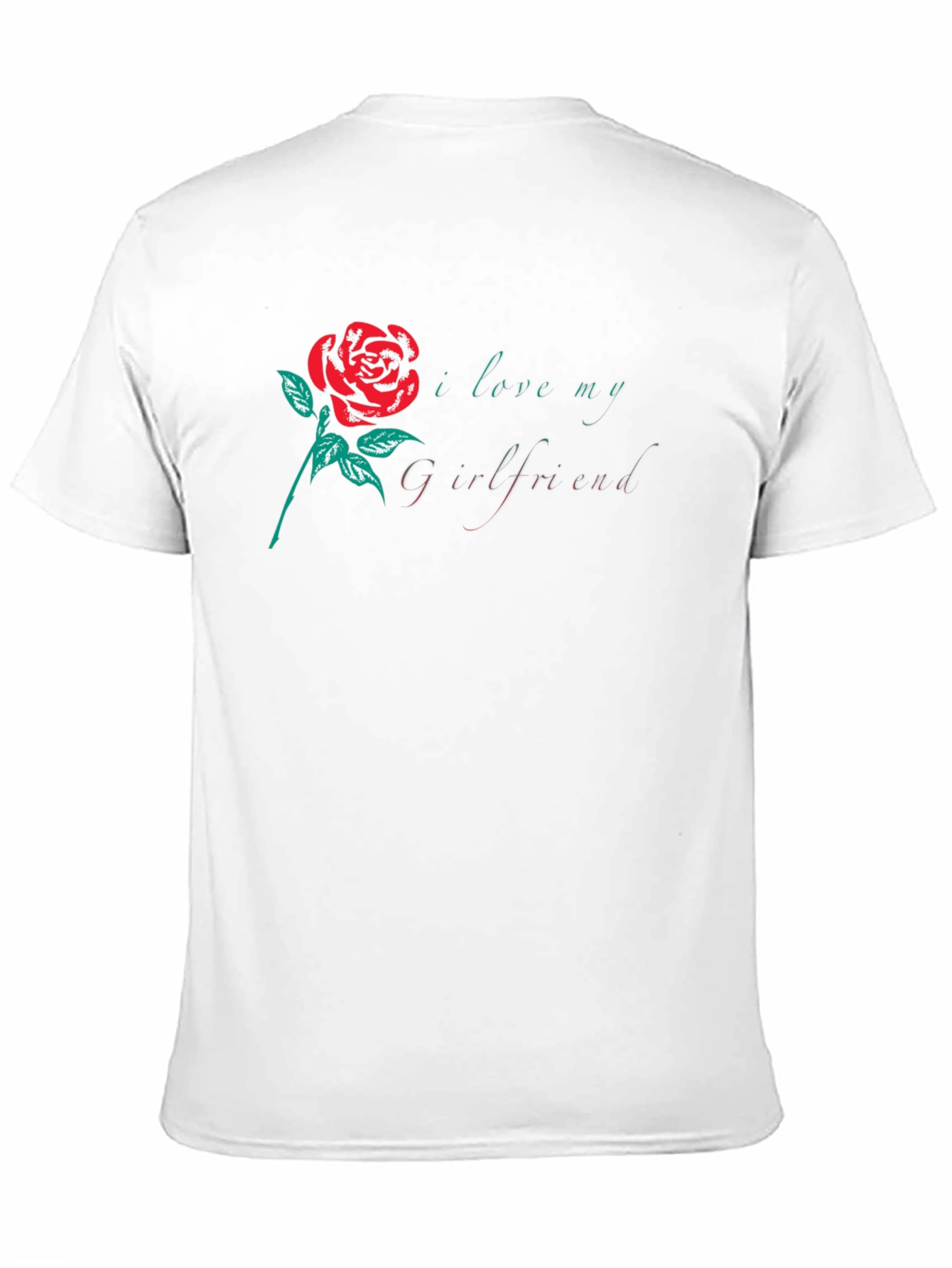 Black I Love My Girlfriend Rose Graphic Black T-Shirt view 11