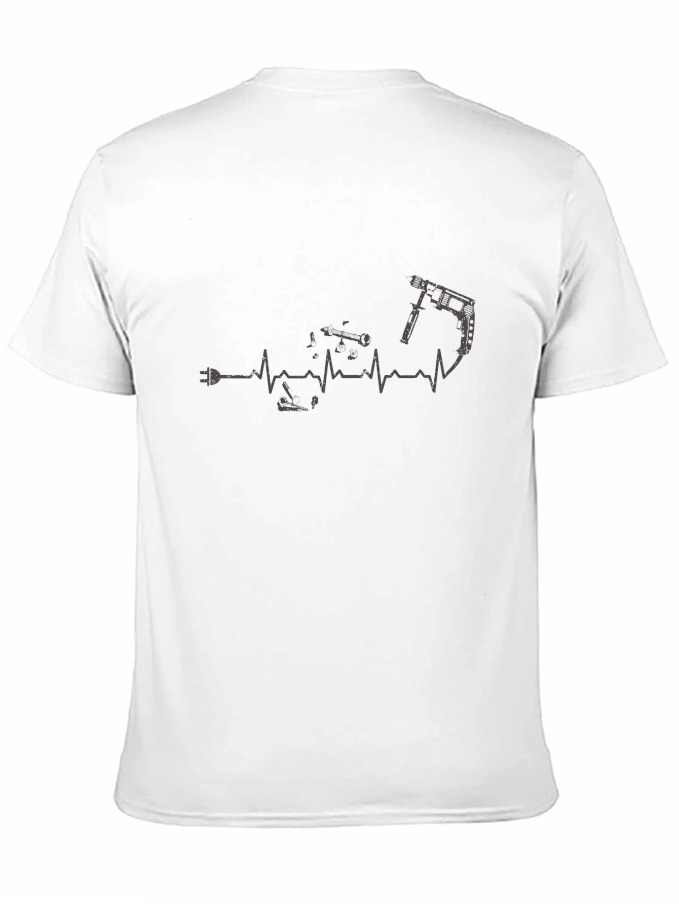 Black Electrician Heartbeat Graphic T-Shirt - Black view 11