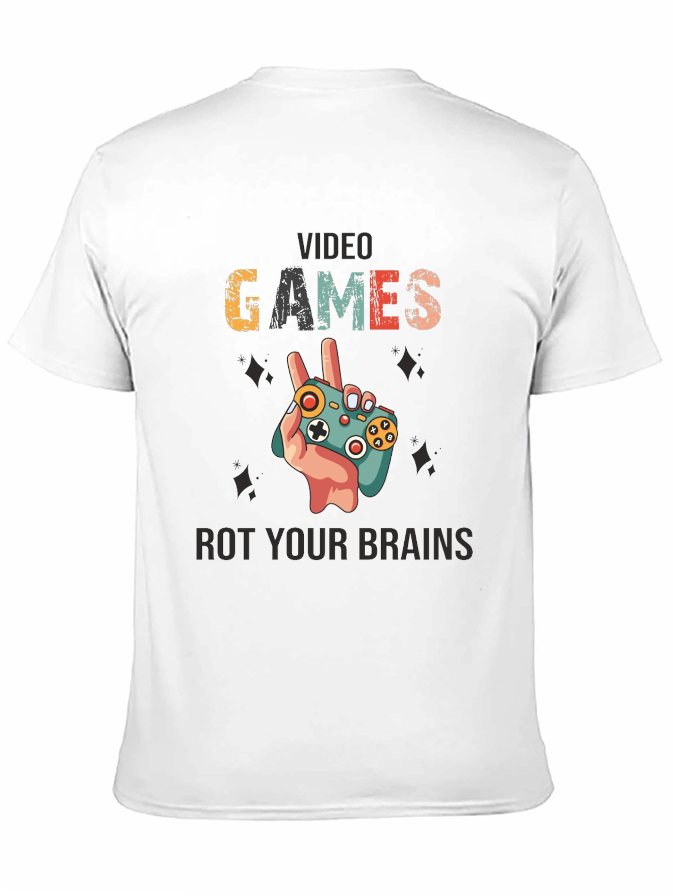 Black Video Games Rot Your Brains T-Shirt view 11