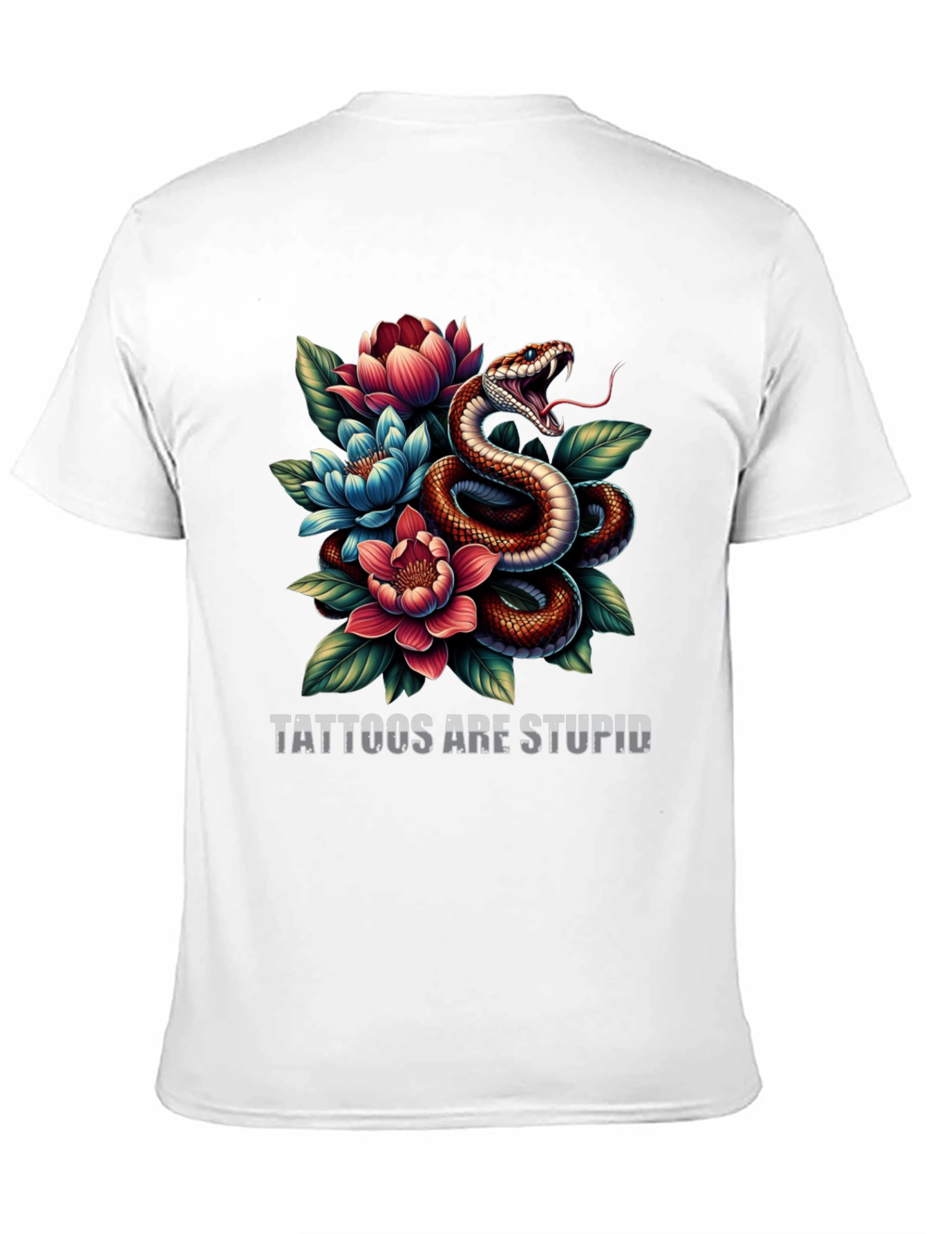 Black Snake & Floral Graphic Tee - Tattoos are Stupid view 11
