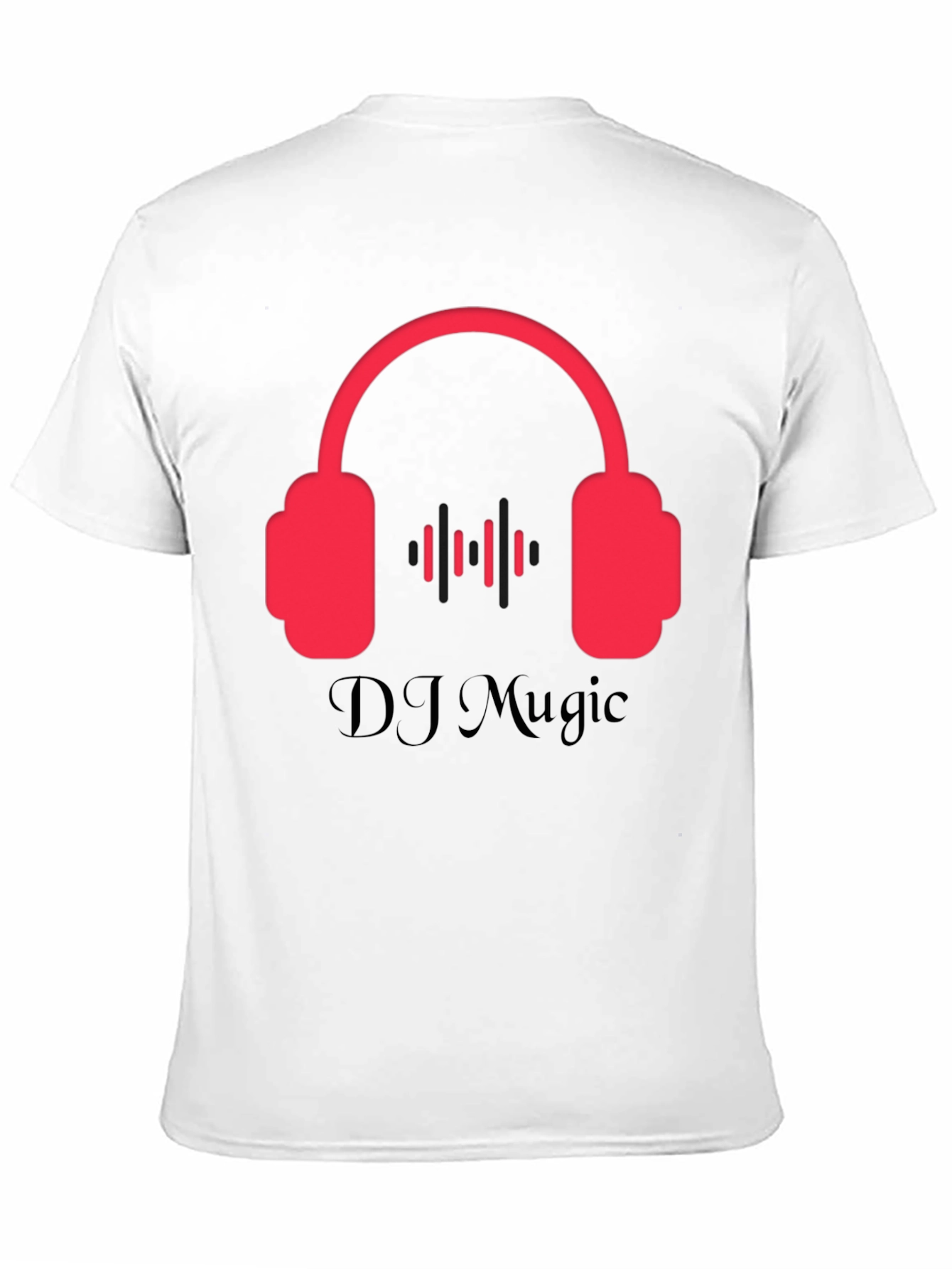 Black DJ Music Black T-Shirt with Headphone Design view 11
