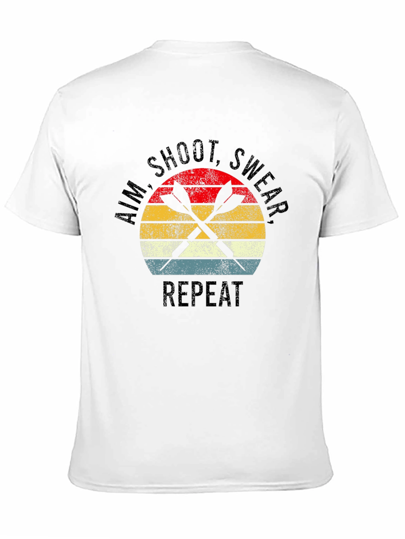 Black Aim Shoot Swear Repeat Darts Graphic T-Shirt view 11