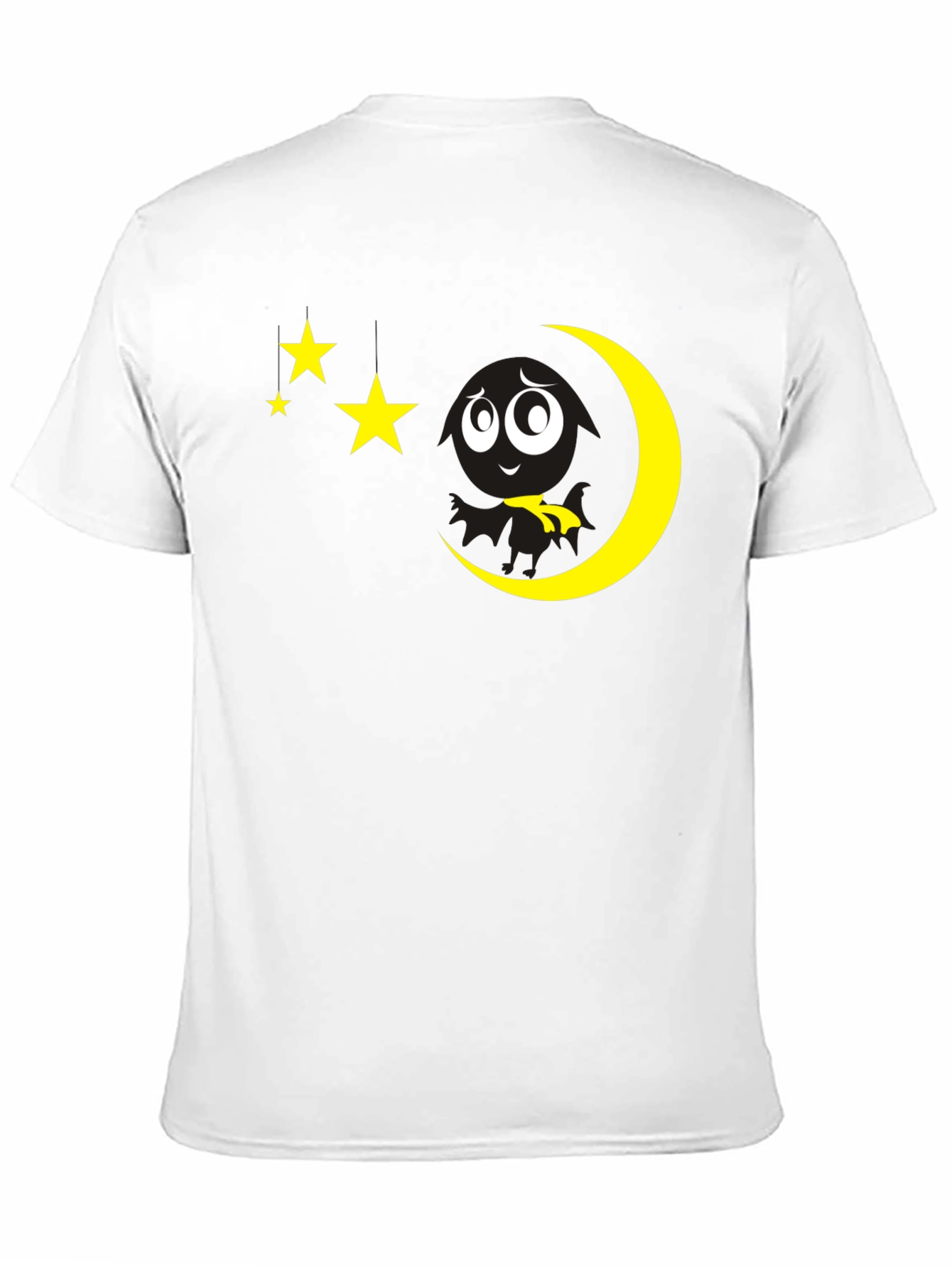 Black Night Sky Tee: Moon & Stars Graphic Black T-Shirt view 11