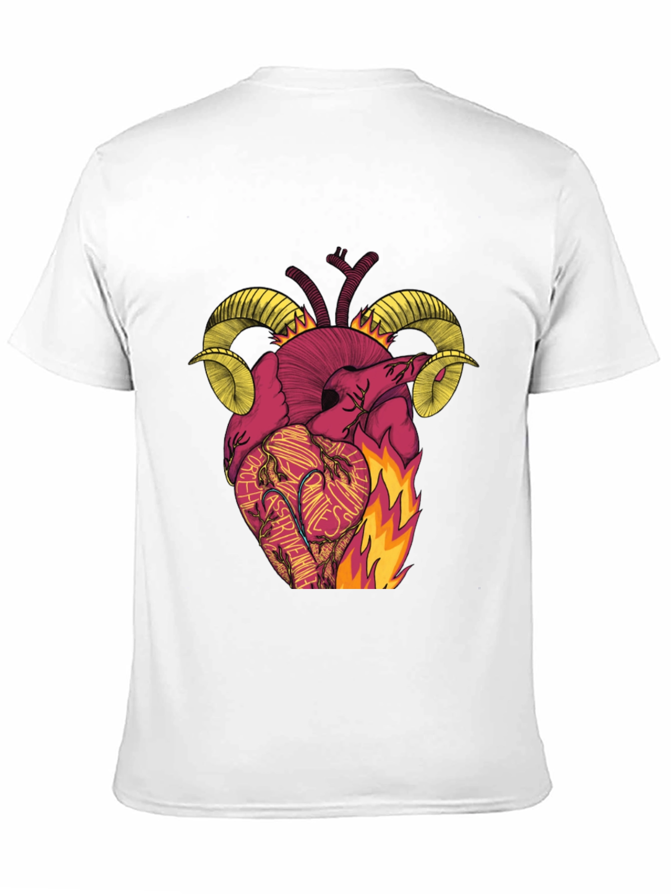 Black Fiery Heart Ram Horn Graphic Tee view 11