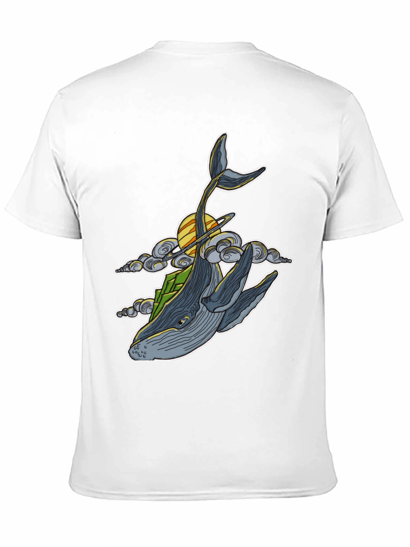 Black Whimsical Whale T-Shirt - Celestial Ocean Design view 11