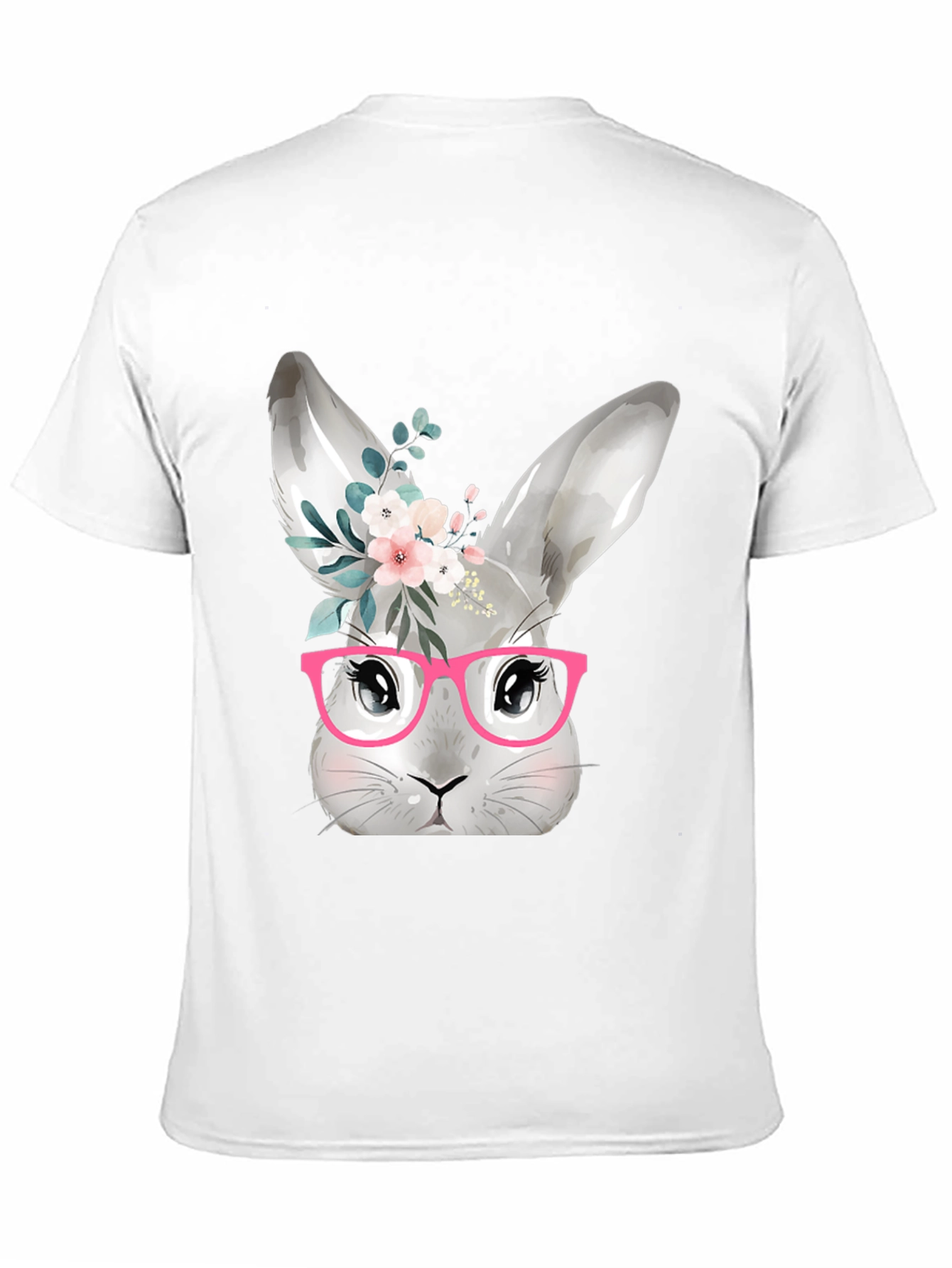 Black Cute Bunny with Glasses T-Shirt - Black view 11