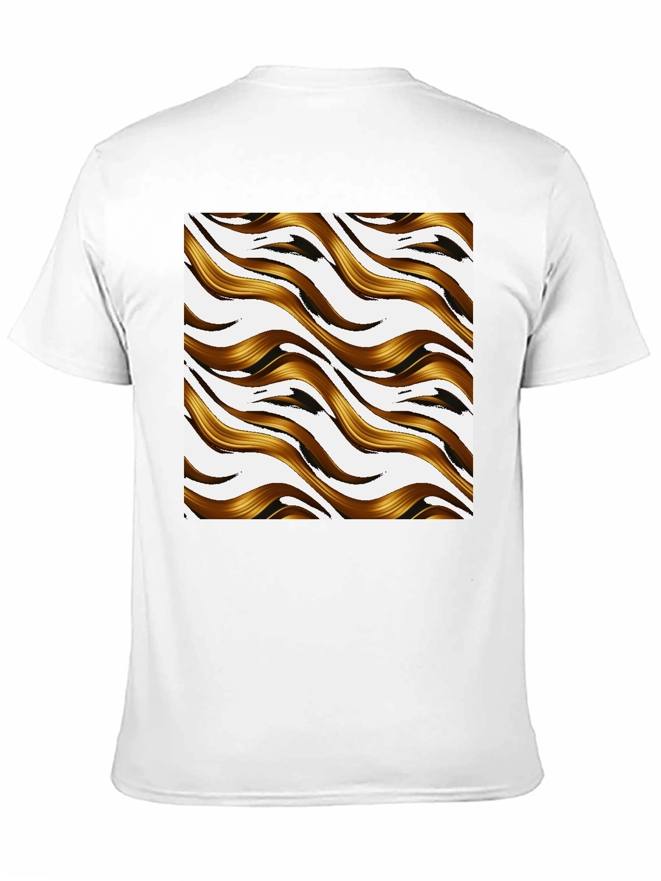 Black Golden Waves Graphic Print Black T-Shirt view 11