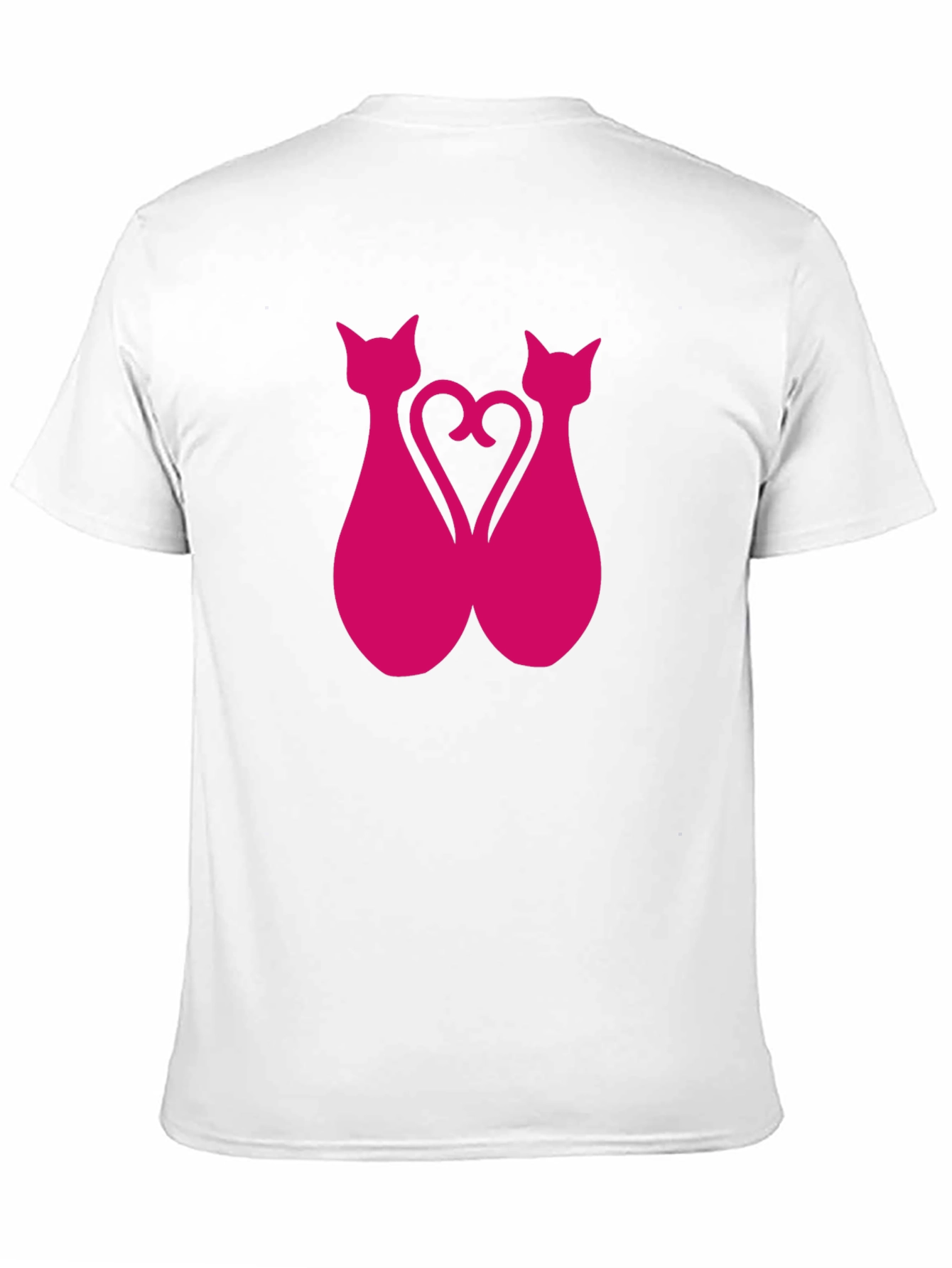 Black Pink Cat Silhouette Heart Graphic Tee view 11