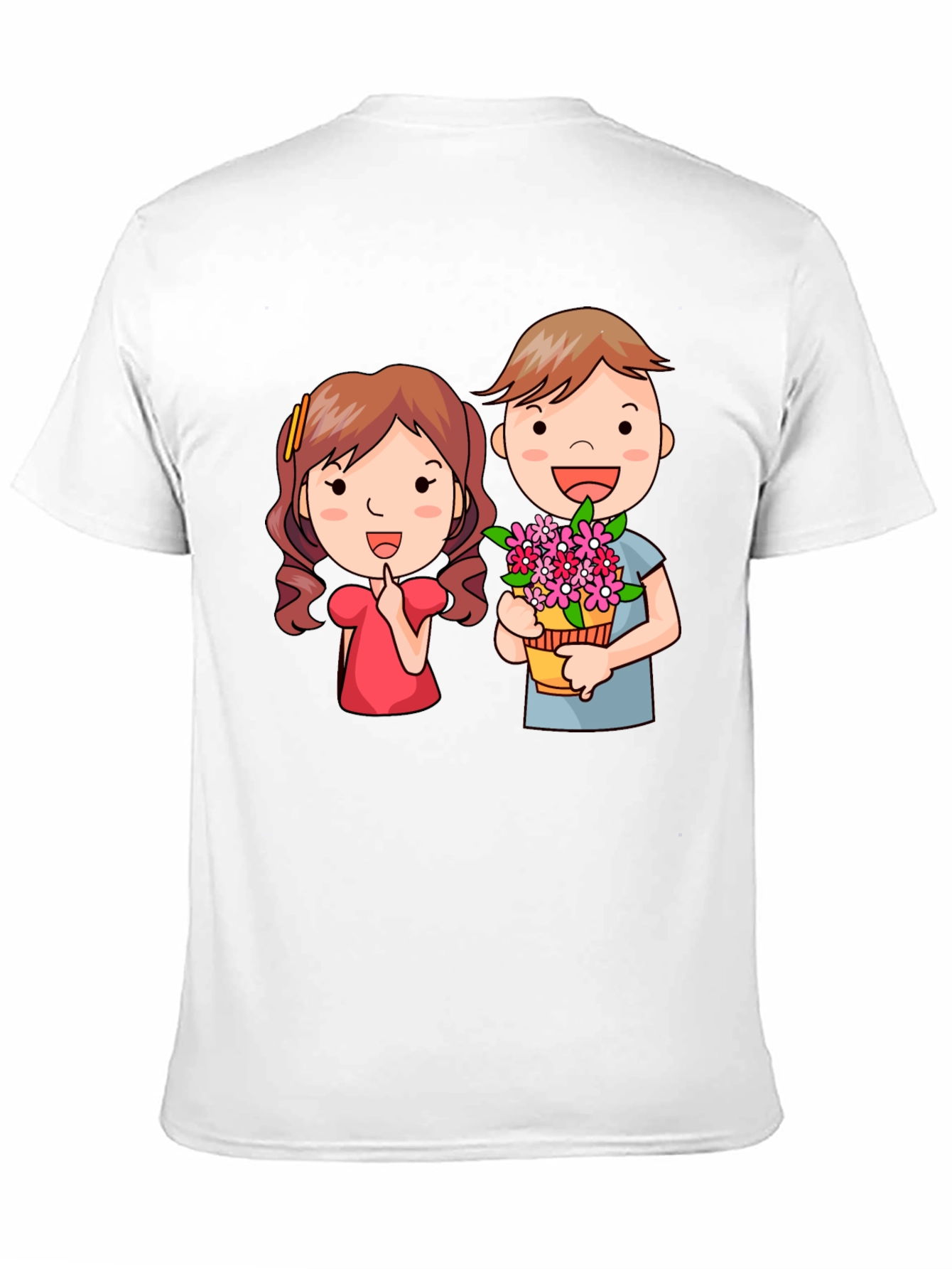 Black Cute Cartoon Couple Graphic T-Shirt view 11