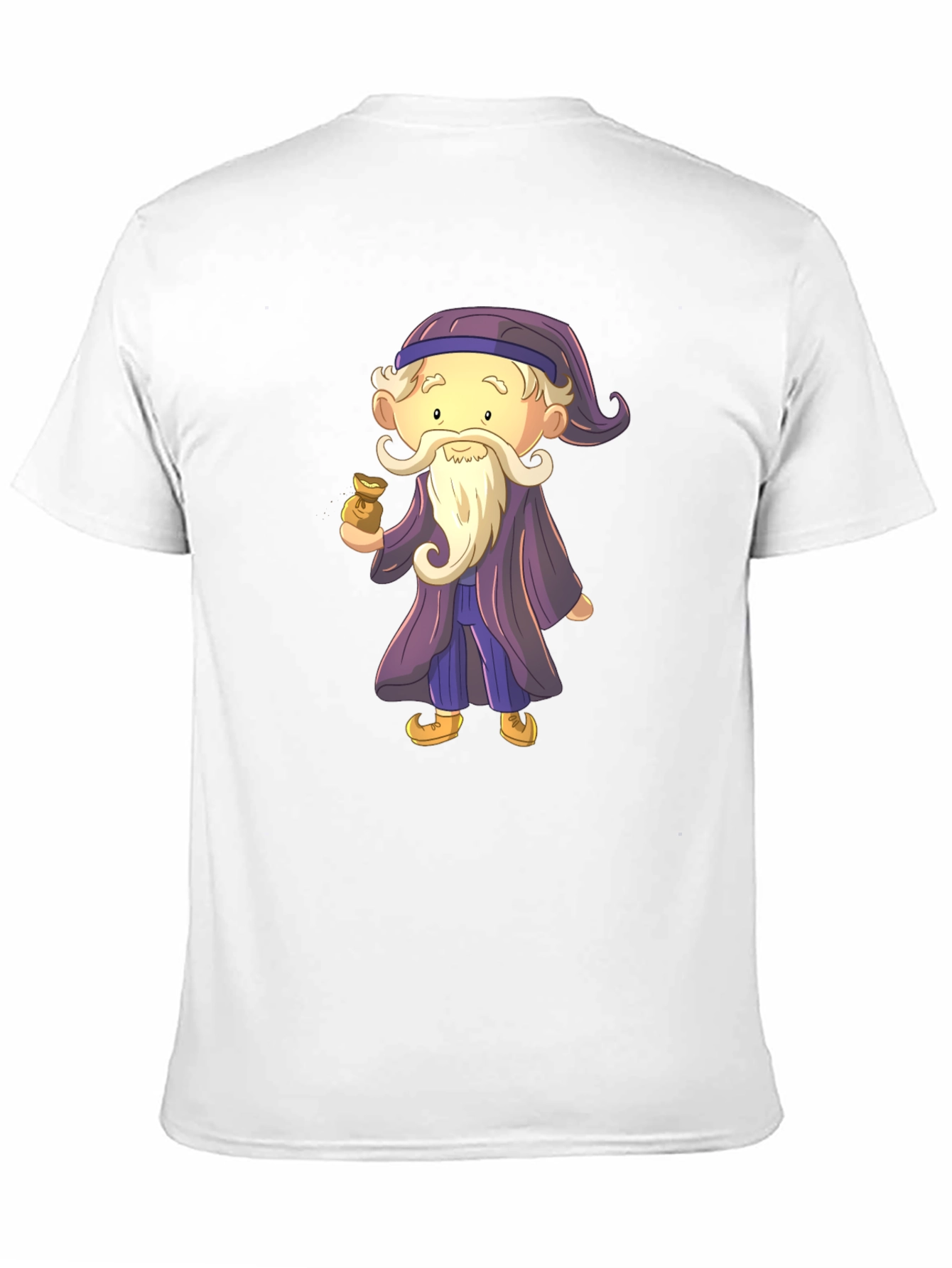 Black Cartoon Wizard Graphic Tee - Black Cotton T-Shirt view 11