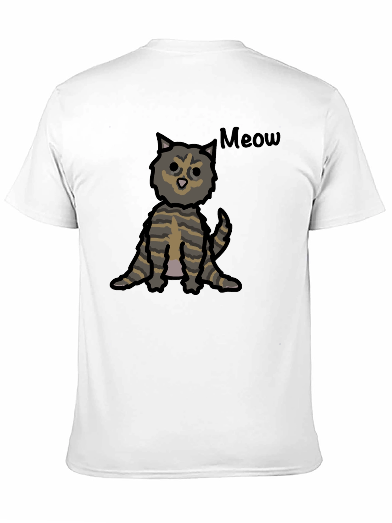 Black Cute Cartoon Cat Meow Graphic T-Shirt view 11