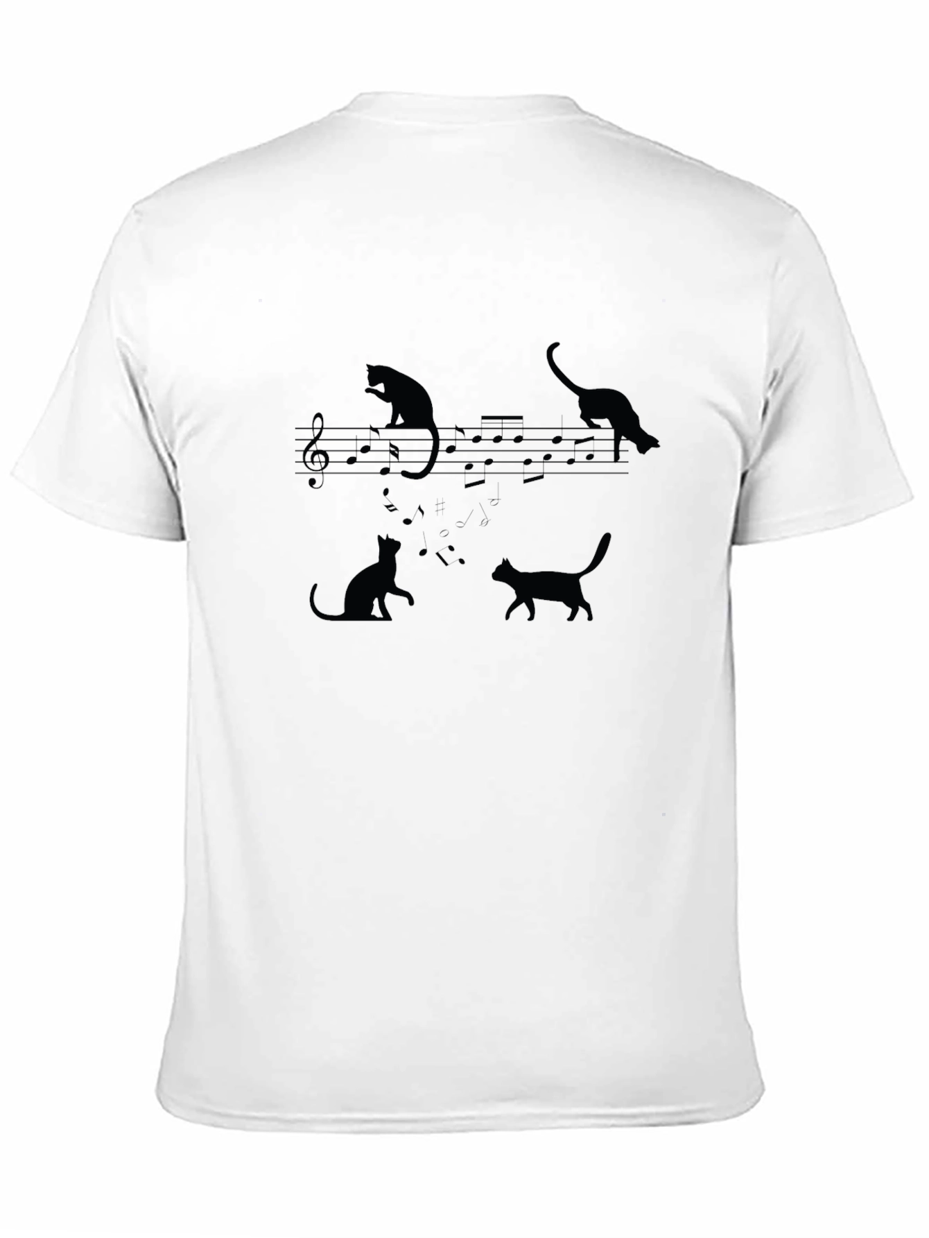 Black Cats On Music Staff T-Shirt view 11