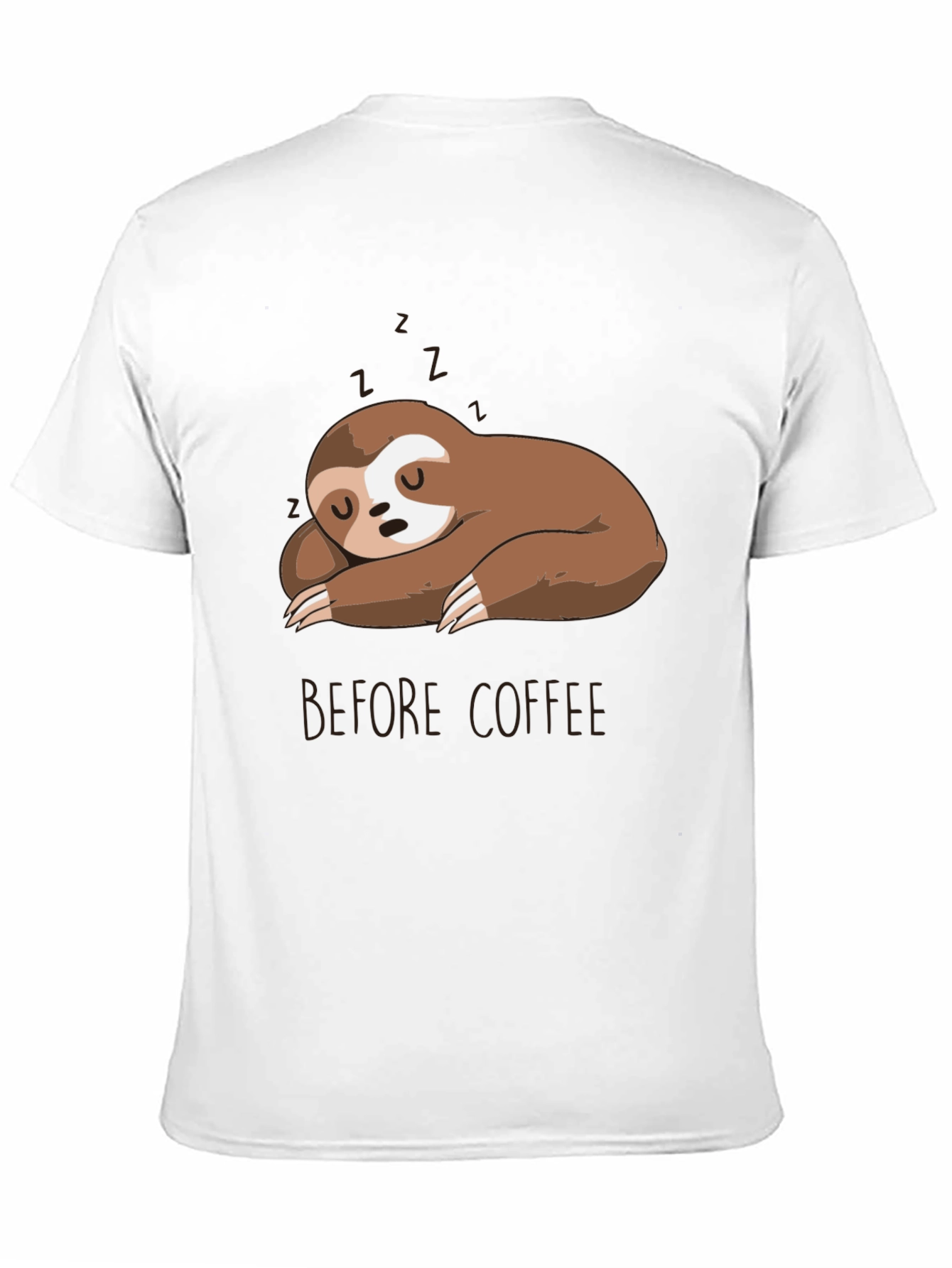 Black Sleeping Sloth Before Coffee T-Shirt view 11