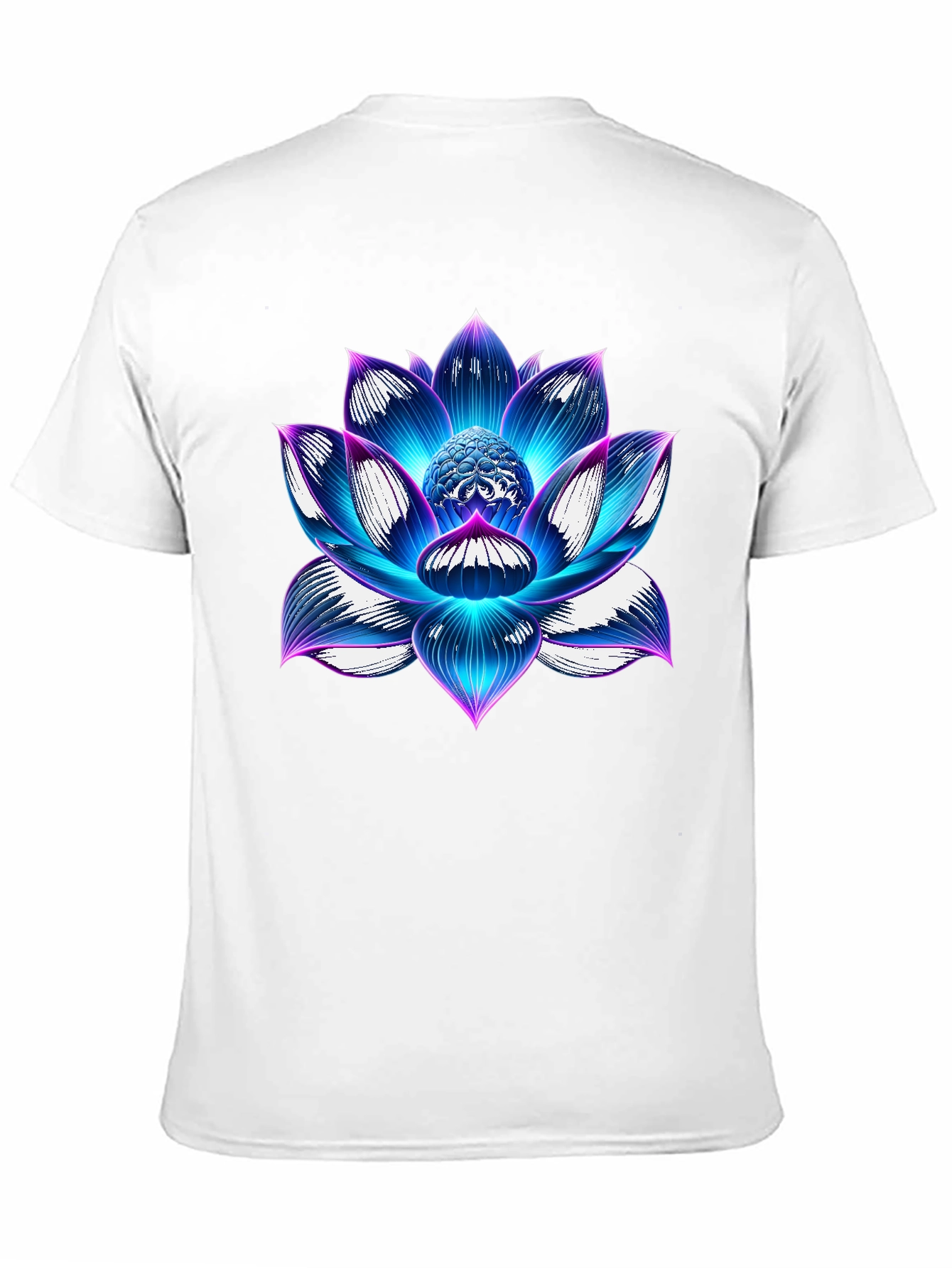 Black Blue Lotus Flower Graphic T-Shirt - Artistic Design view 11