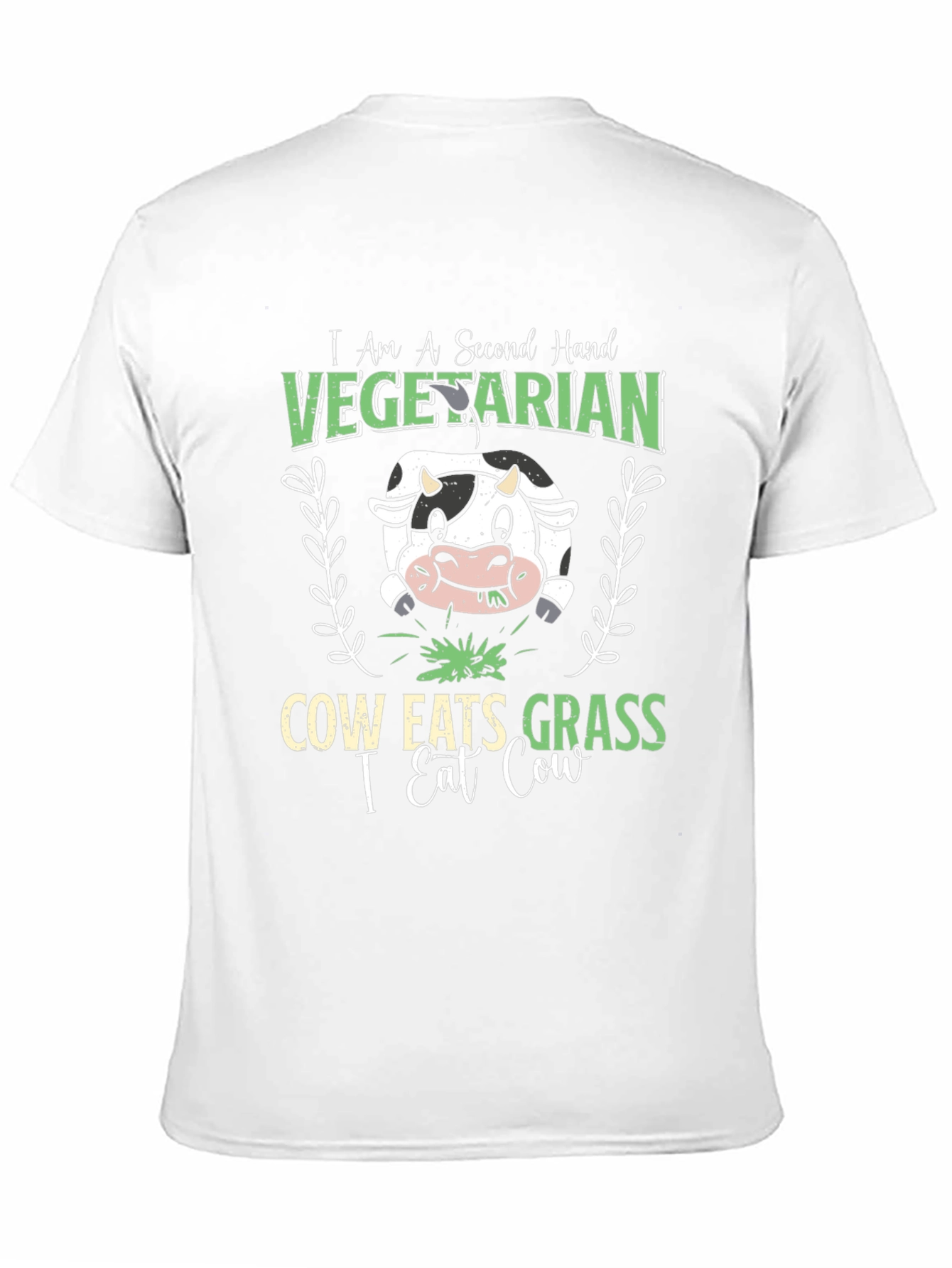 Black Second Hand Vegetarian Funny Cow Graphic T-Shirt view 11