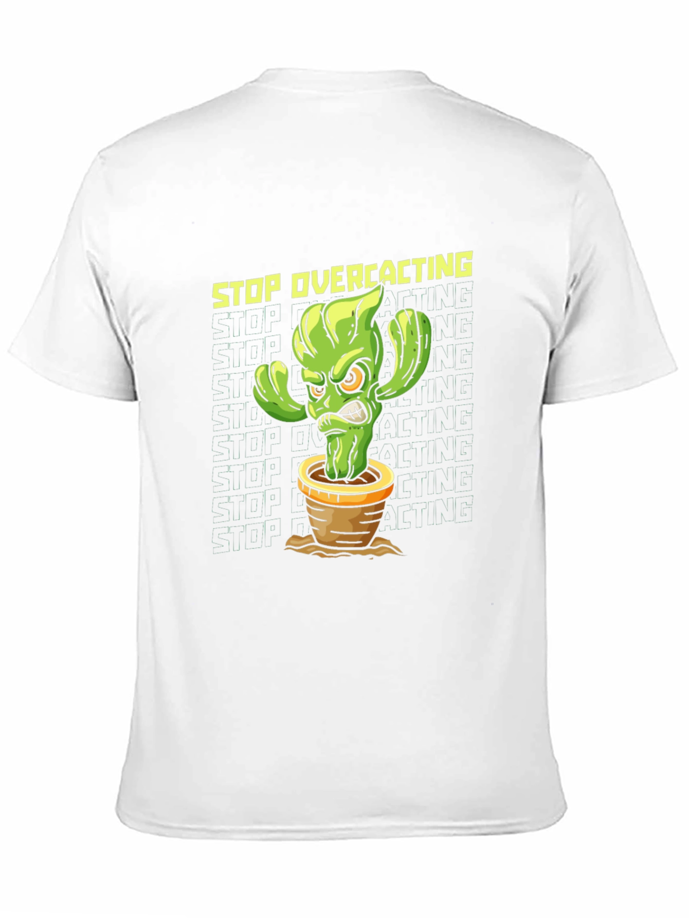 Black Stop Overcacting T-Shirt - Funny Cactus Graphic Tee view 11