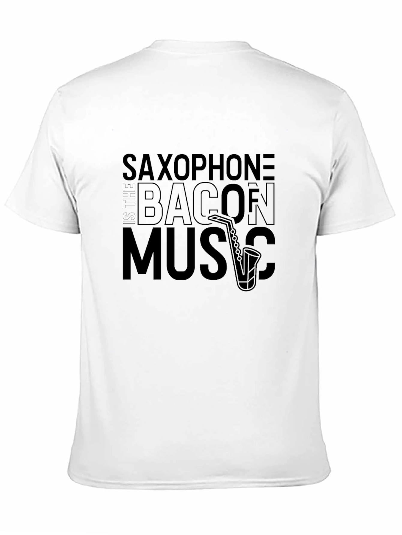 Black Saxophone Bacon Music T-Shirt - Unique Graphic Tee view 11