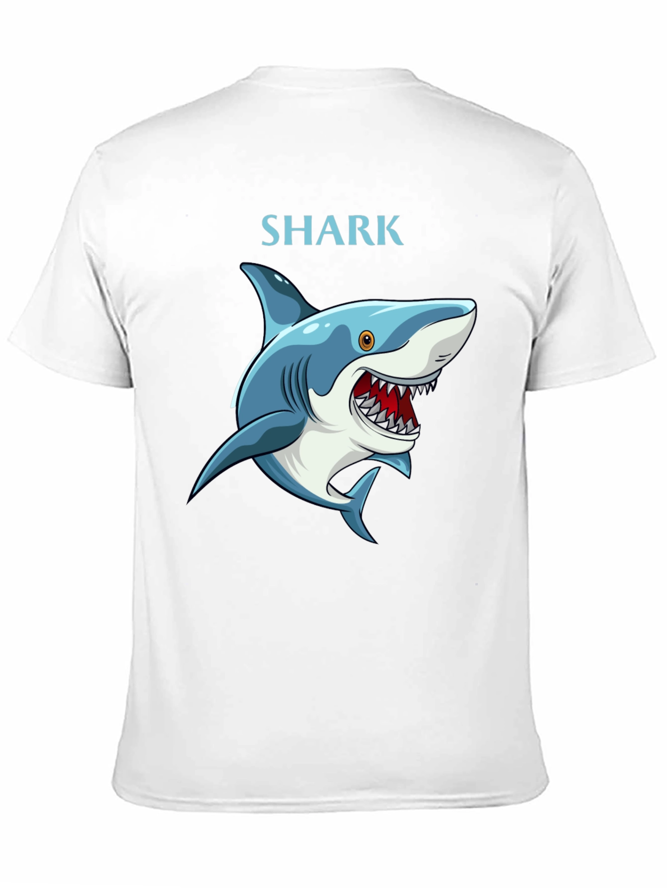 Cartoon Shark Graphic T-Shirt - Black Cotton Tee - 11