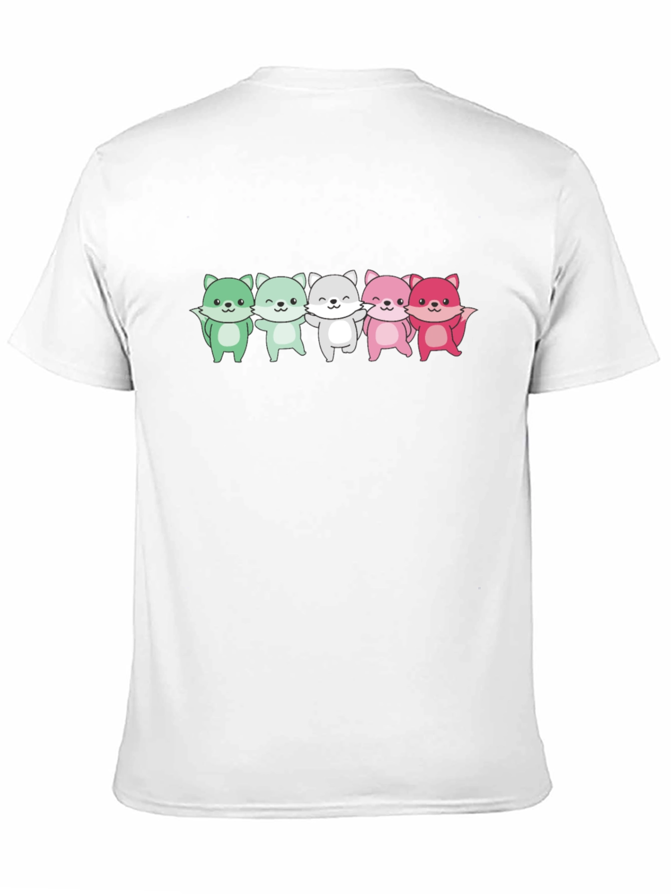 Black Cute Cartoon Foxes Black T-Shirt view 11