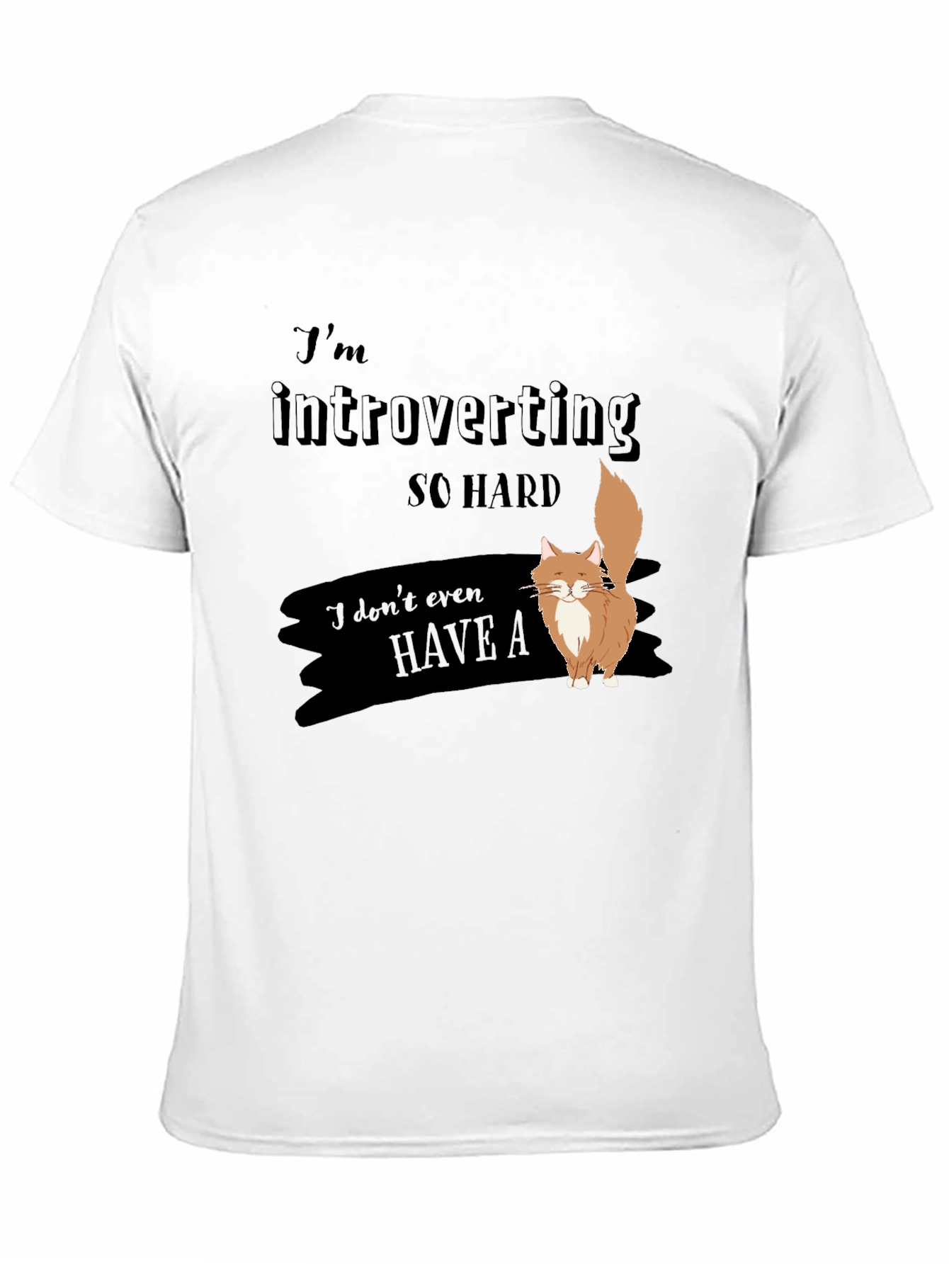 Black Introverted Cat T-Shirt - Soft Cotton Blend view 11