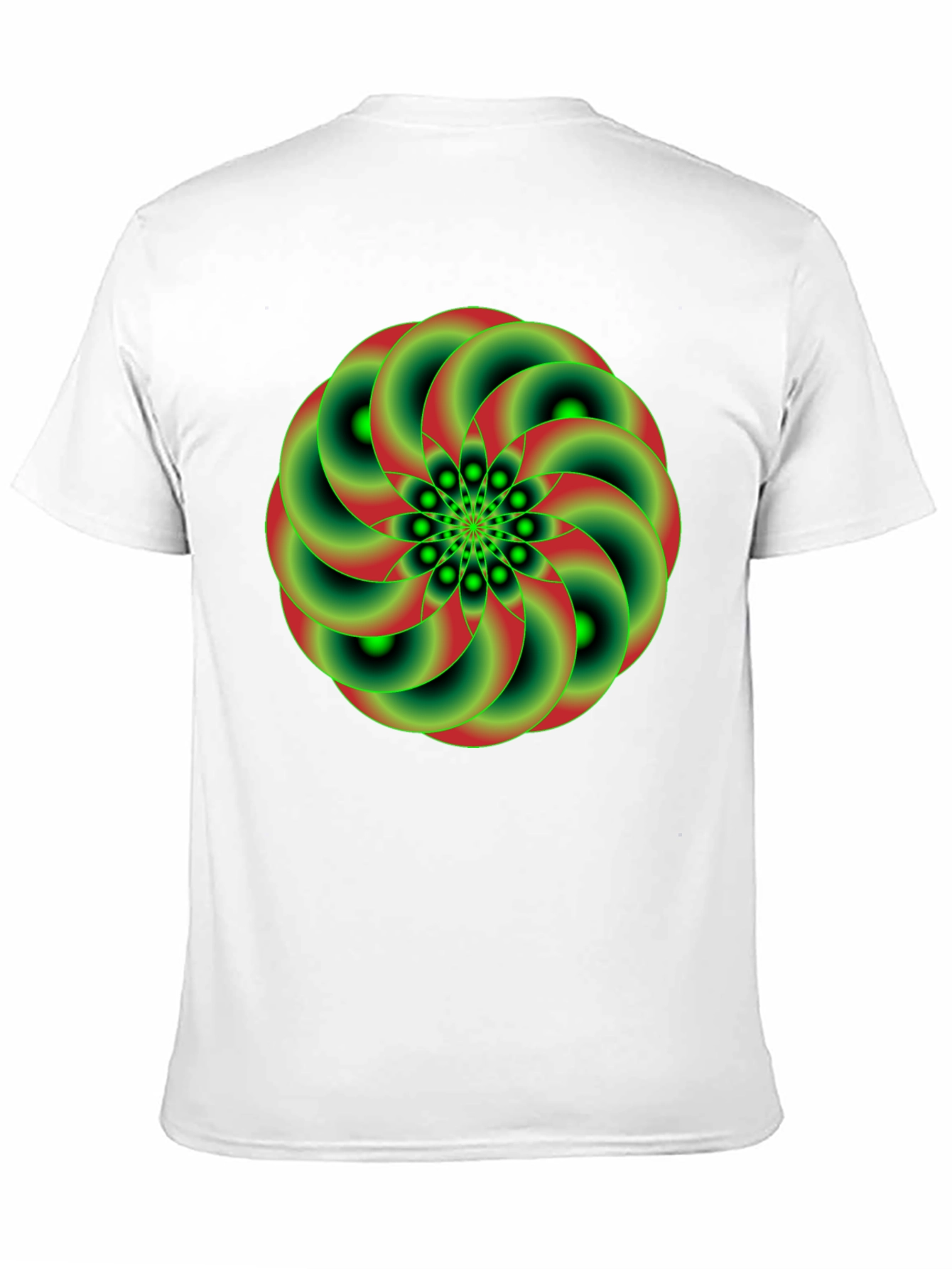 Black Geometric Green & Red Swirl Graphic Tee view 11
