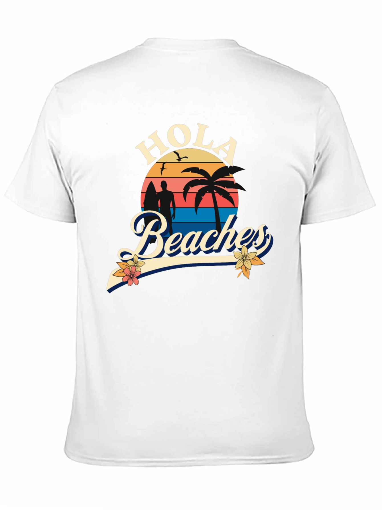Black Hola Beaches T-Shirt - Sunset Beach Design view 11