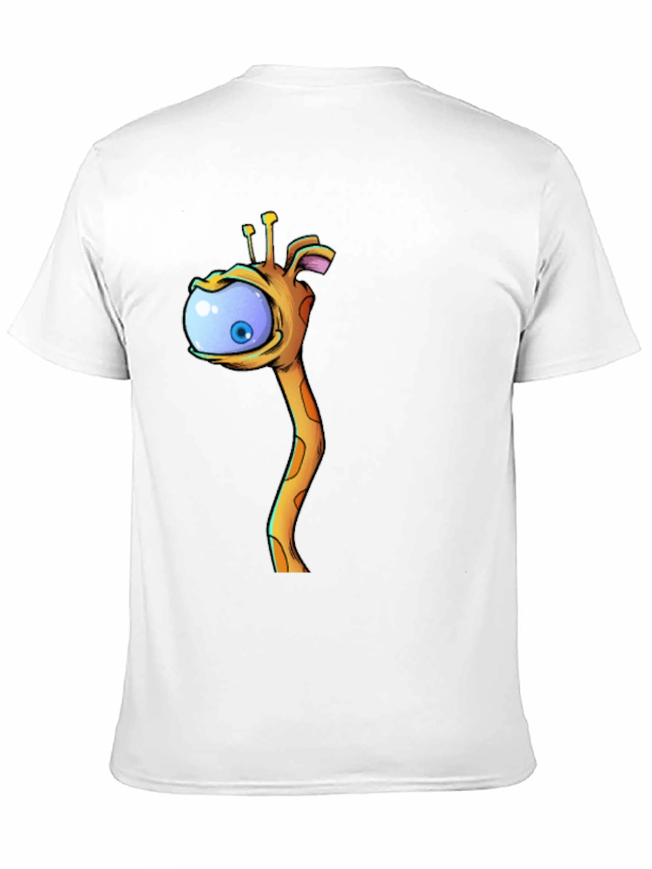 Black Cartoon Giraffe Eye T-Shirt - Black Cotton Tee view 11