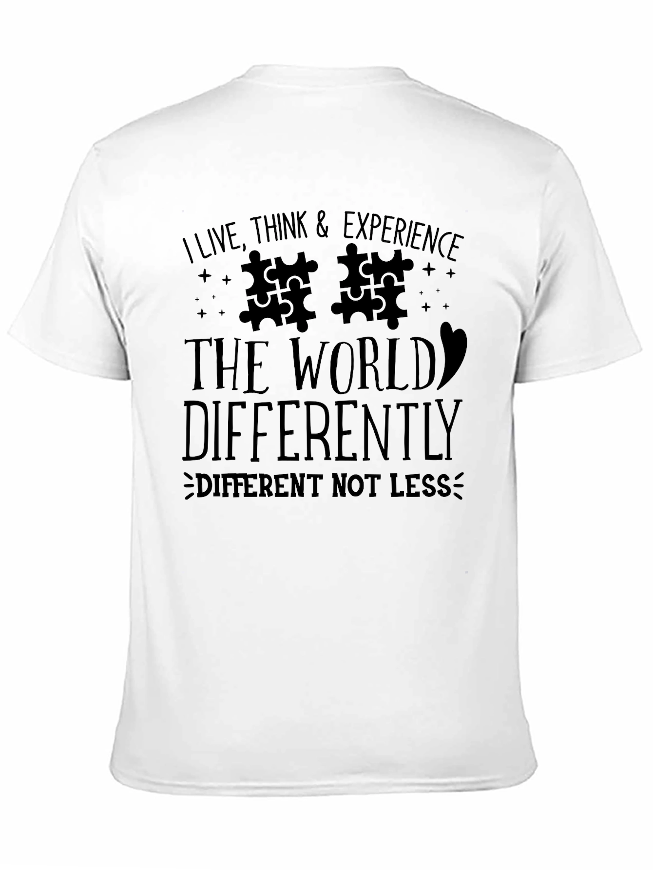 Black Autism Awareness T-Shirt - I Live, Think, Experience view 11