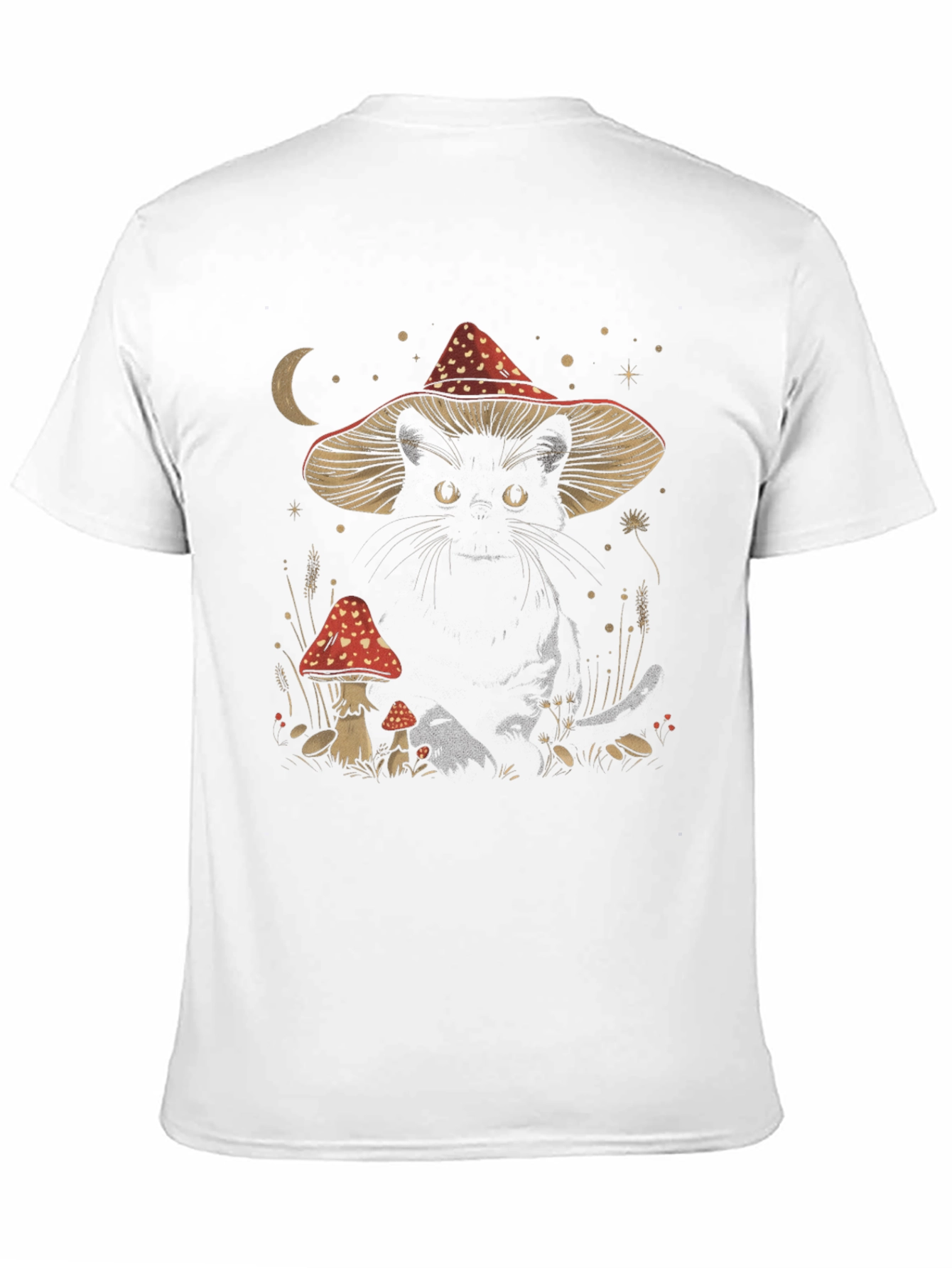 Black Cat in Mushroom Hat T-Shirt - Whimsical Graphic Tee view 11