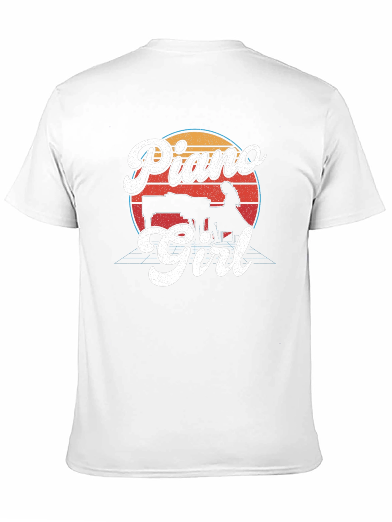 Black Retro Piano Girl Graphic T-Shirt - Black view 11